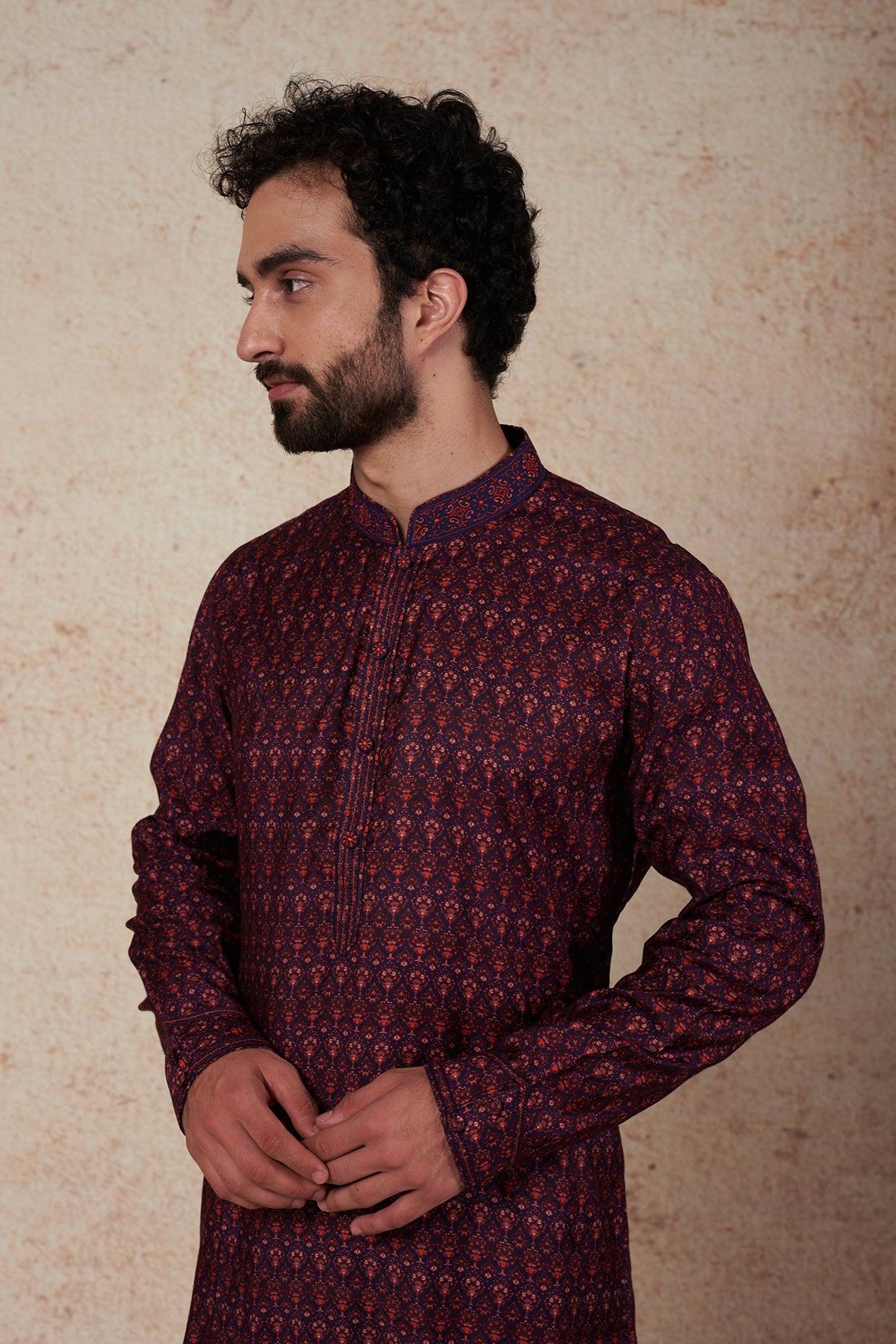 Magenta Printed Kurta Set