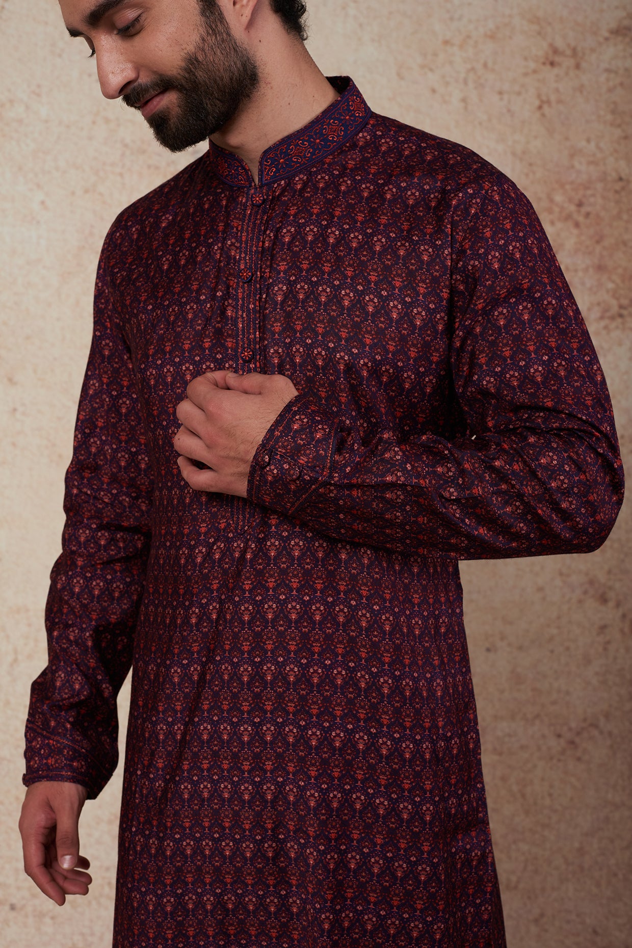 Magenta Printed Kurta Set