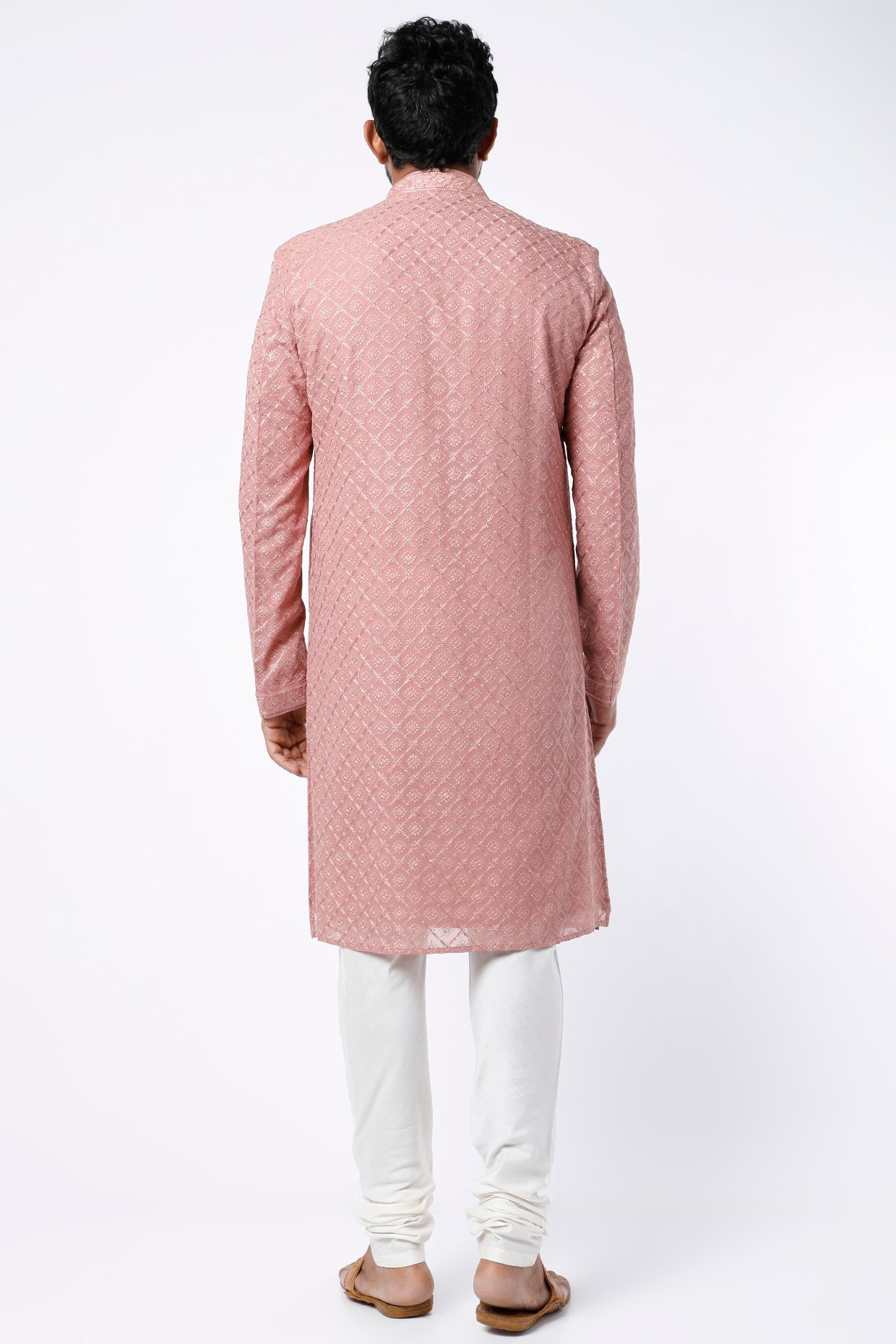 Dark Peach Embroidered Kurta Set