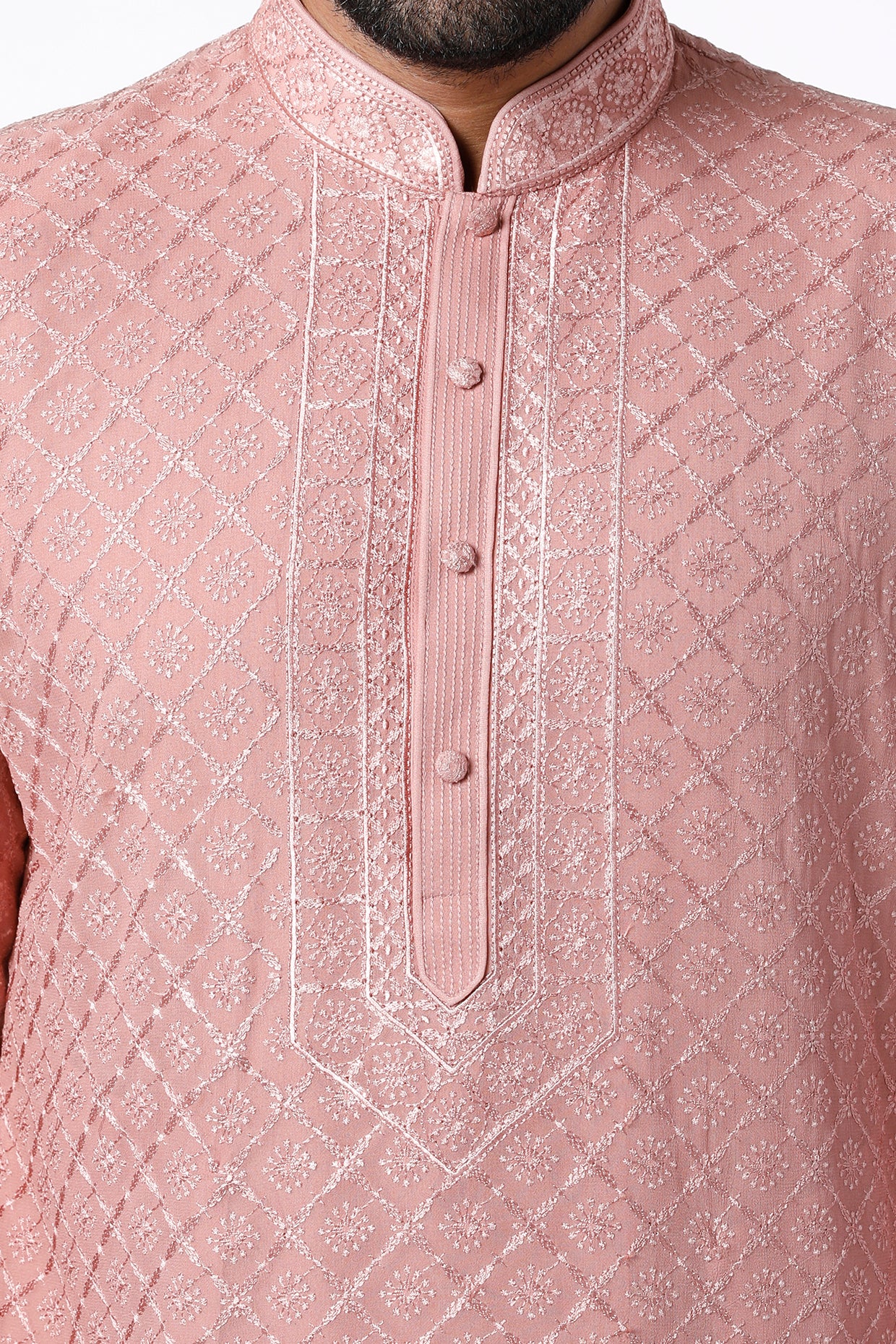 Dark Peach Embroidered Kurta Set