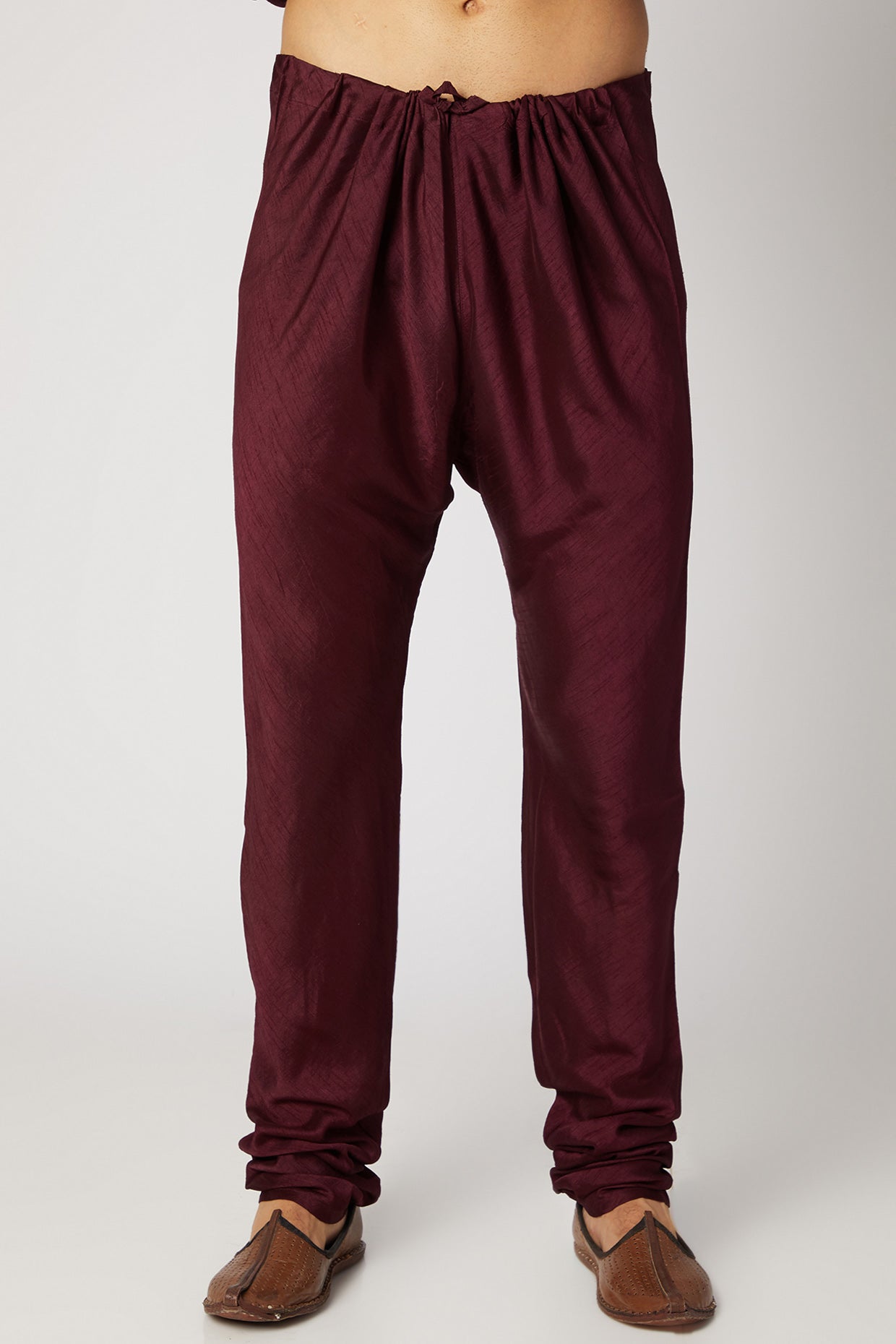 Maroon Silk Kurta Set With Bundi Jacket