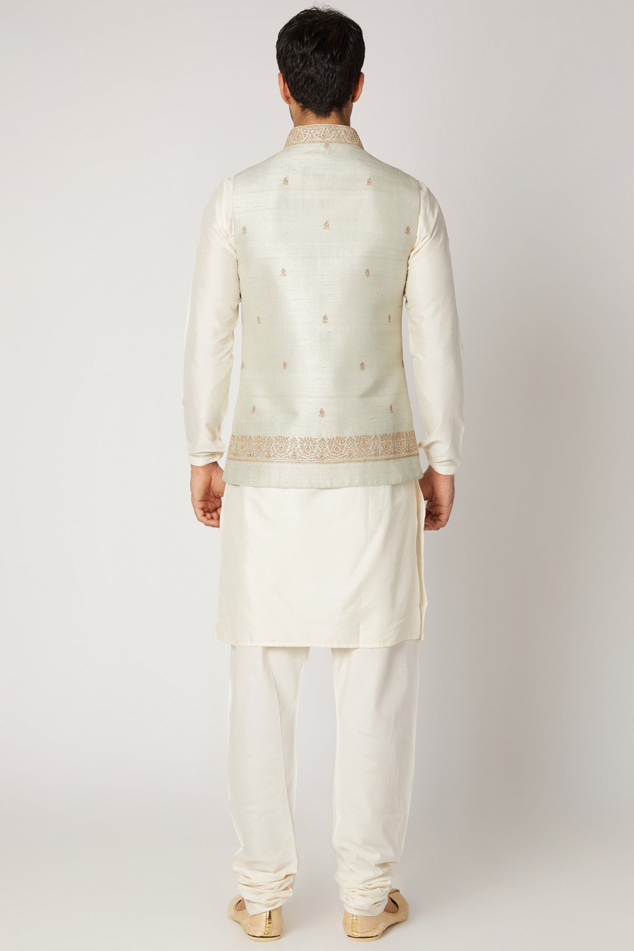 Mint Green Kurta Set With Bundi Jacket