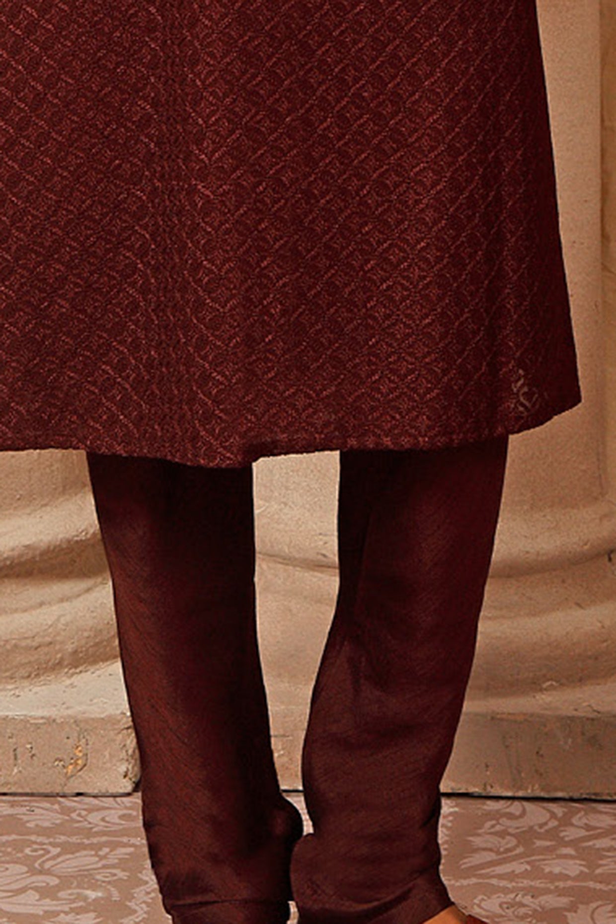 Maroon Lucknowi Embroidered Kurta Set