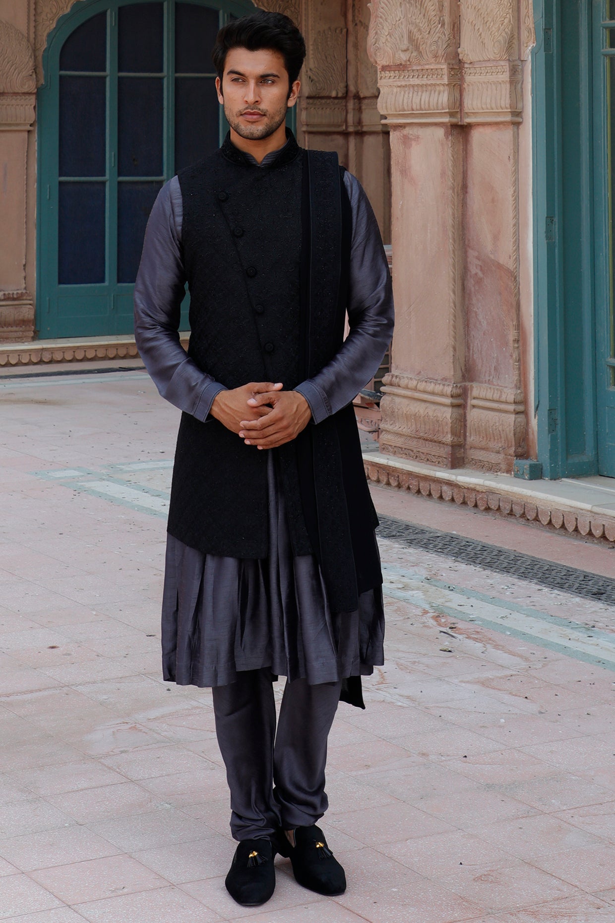 Black Embroidered Kurta Set