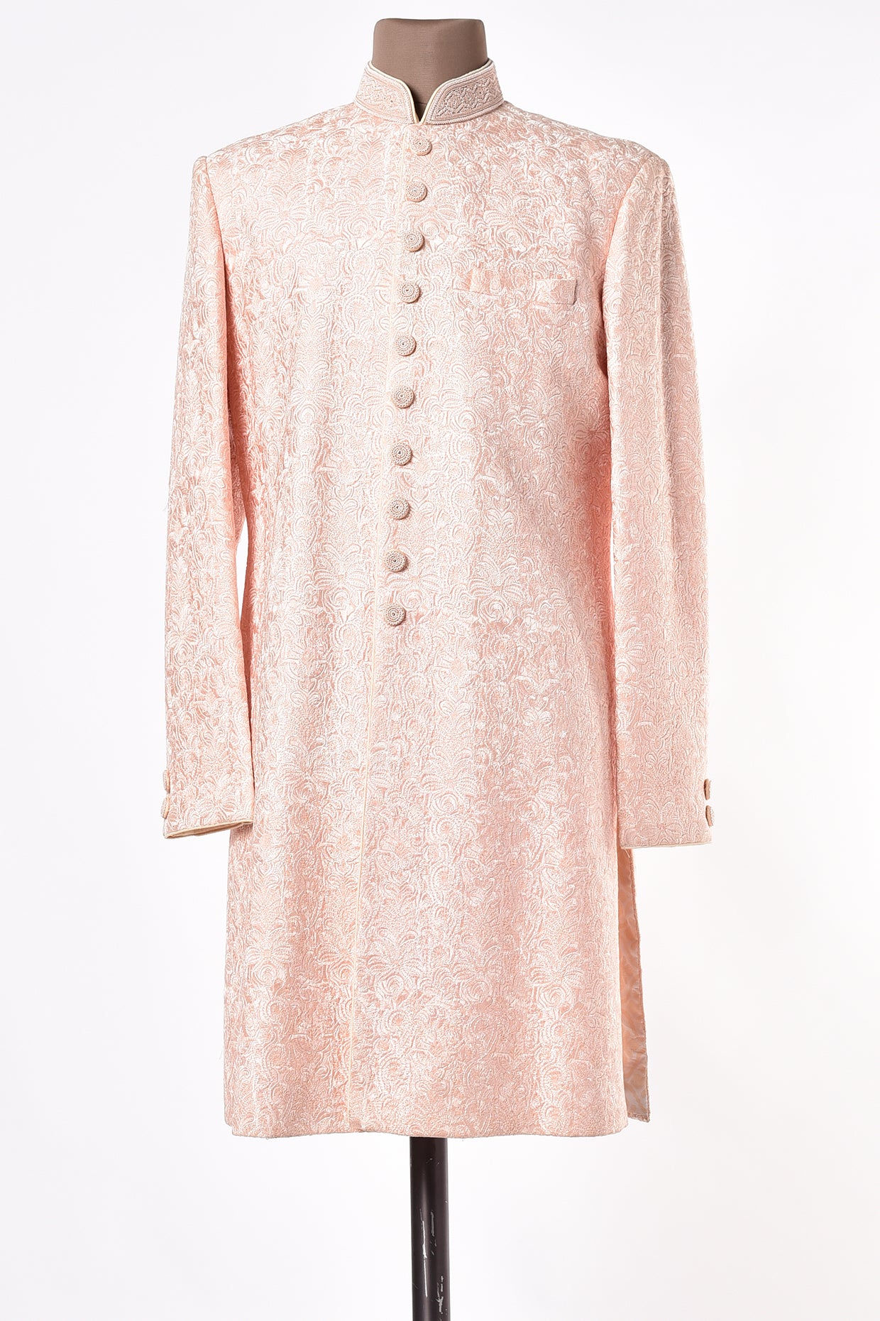 Peach Embroidered Sherwani