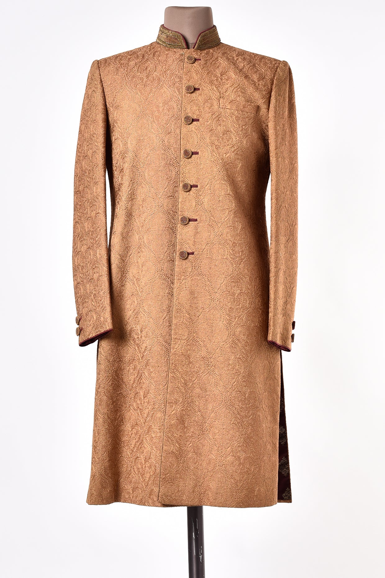 Gold Chanderi Hand Embroidered Sherwani