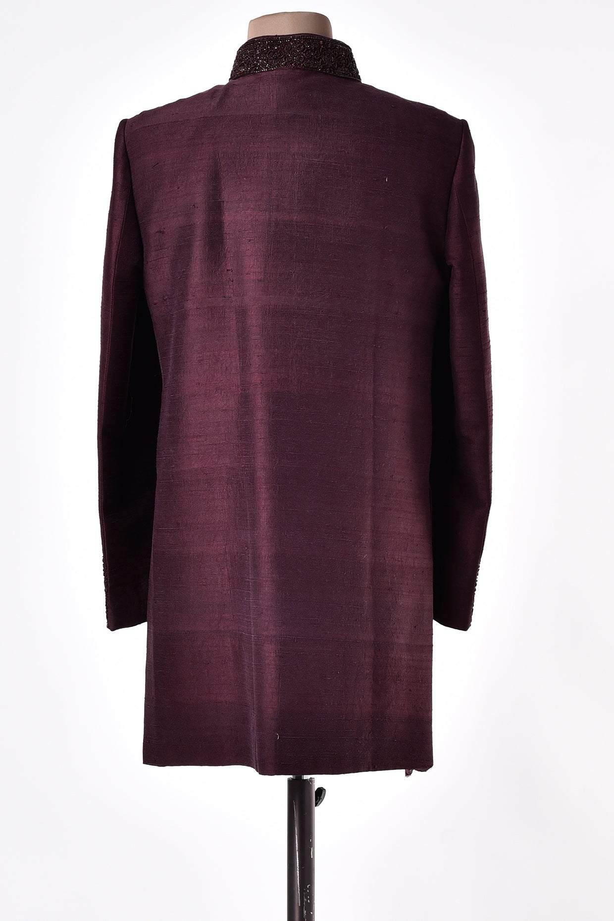 Dark Wine Hand Embroidered Sherwani