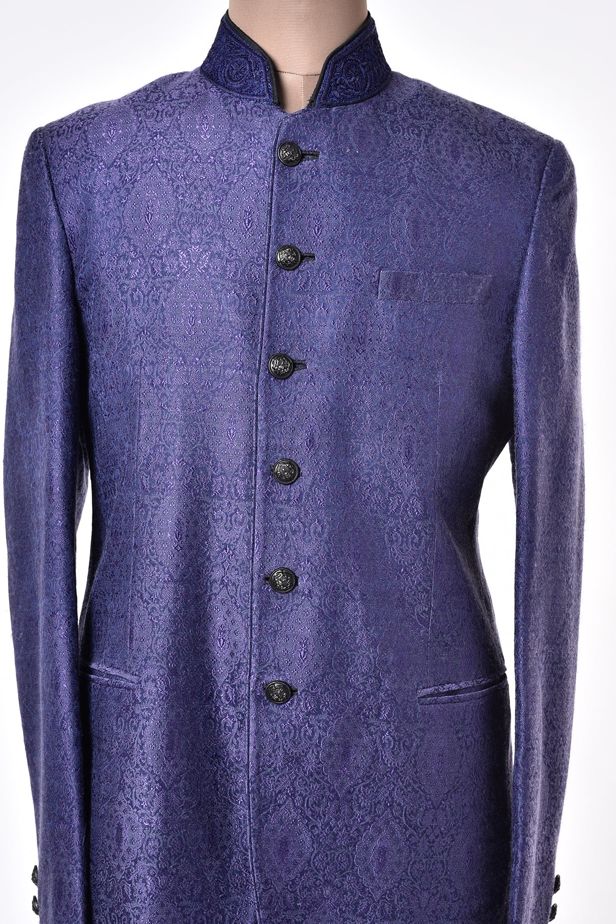 Cobalt Blue Embroidered Jodhpuri Bandhgala Jacket