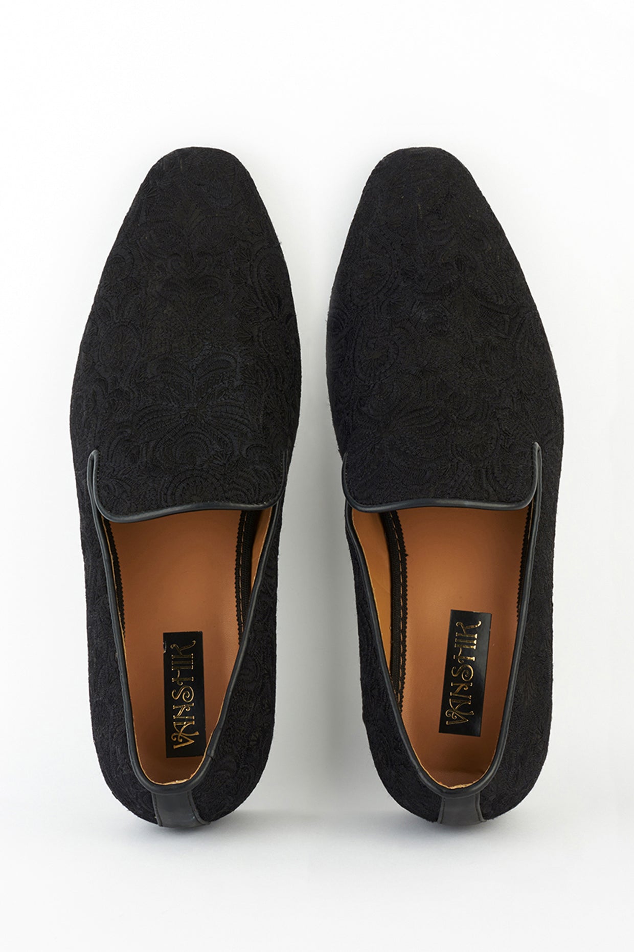 Black Embroidered Loafers
