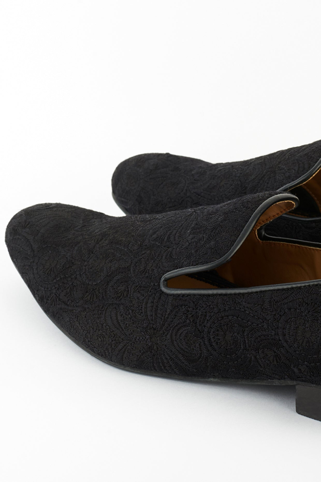 Black Embroidered Loafers