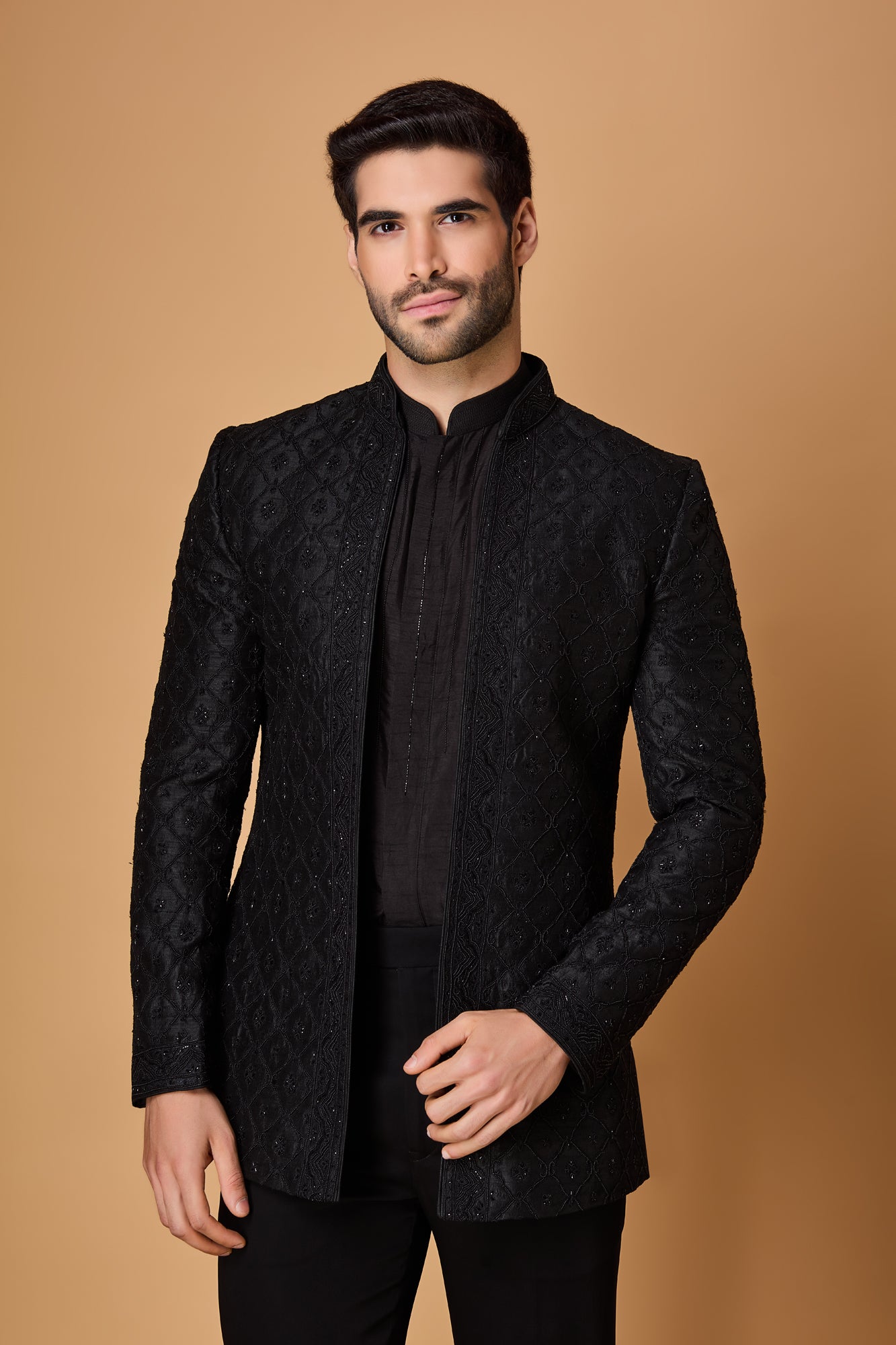 Black Indowestern Set