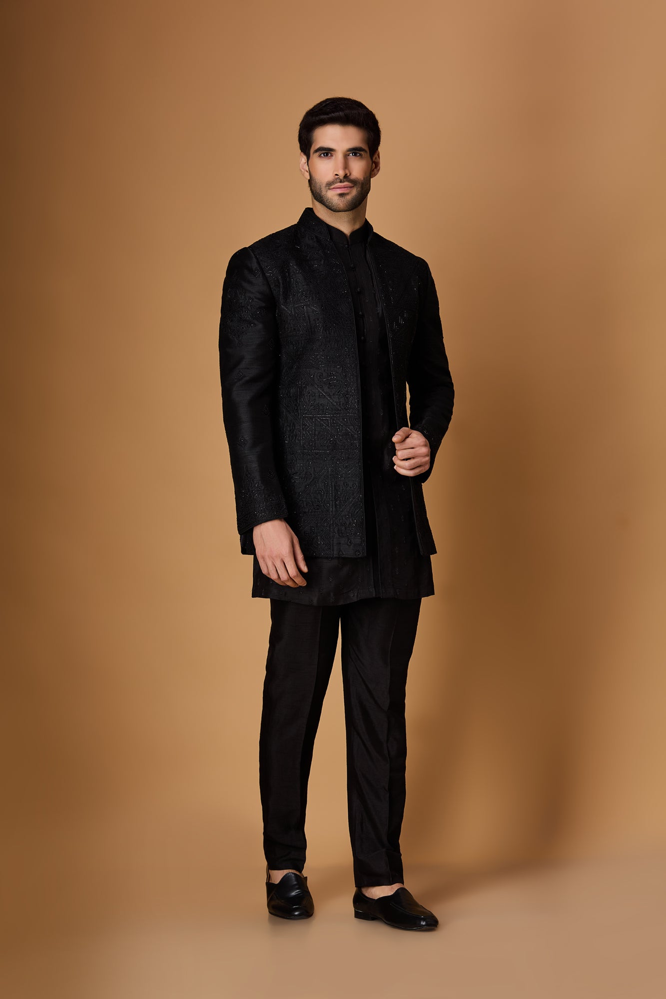 Black Indowestern Set