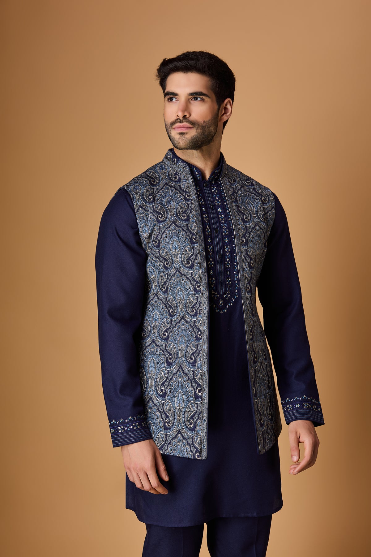 Blue Paschmina Bundi Set