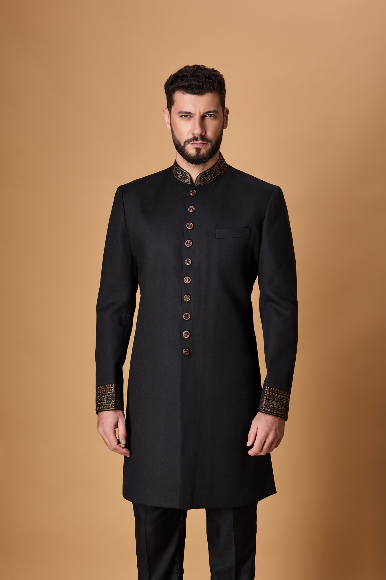 Black Sherwani Set
