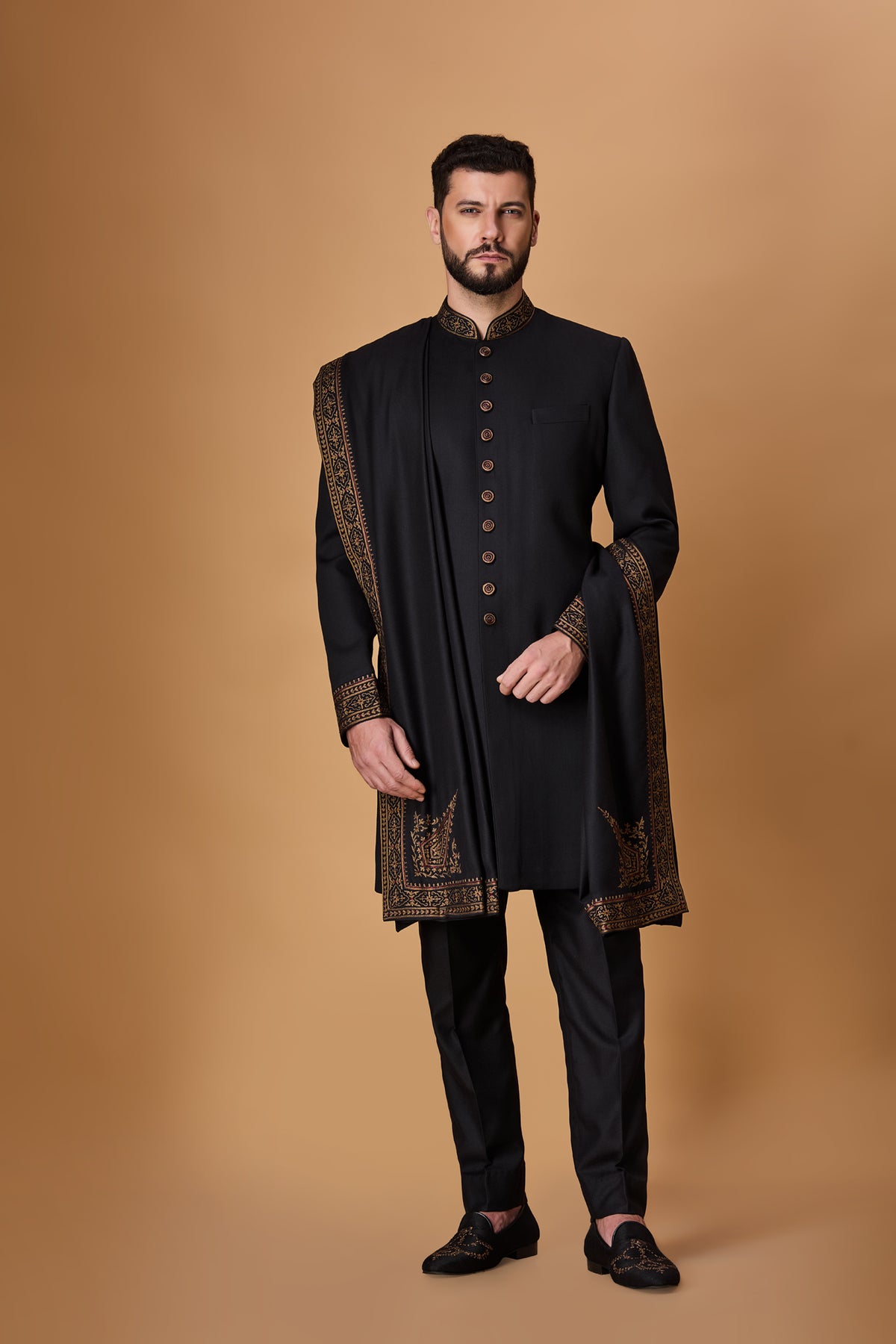 Black Sherwani Set