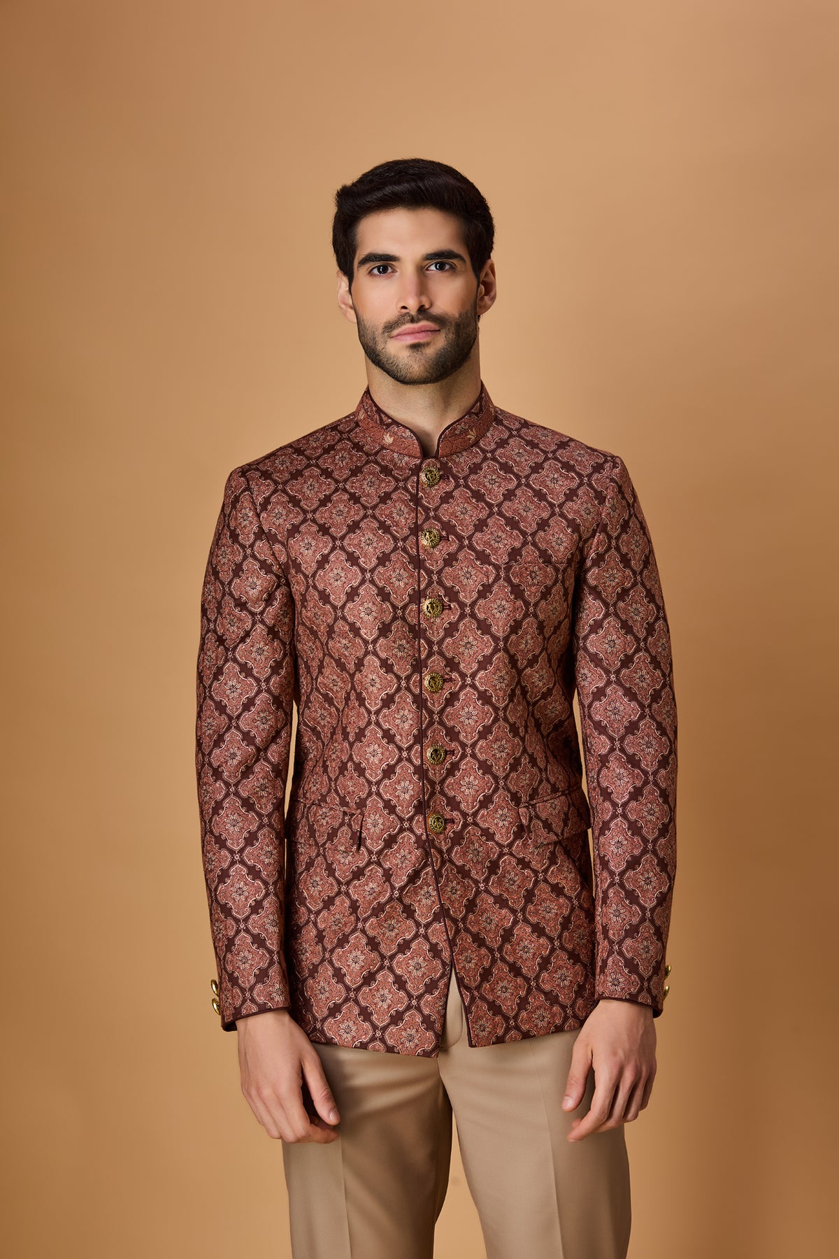 Brown Pachmina Jacket Set