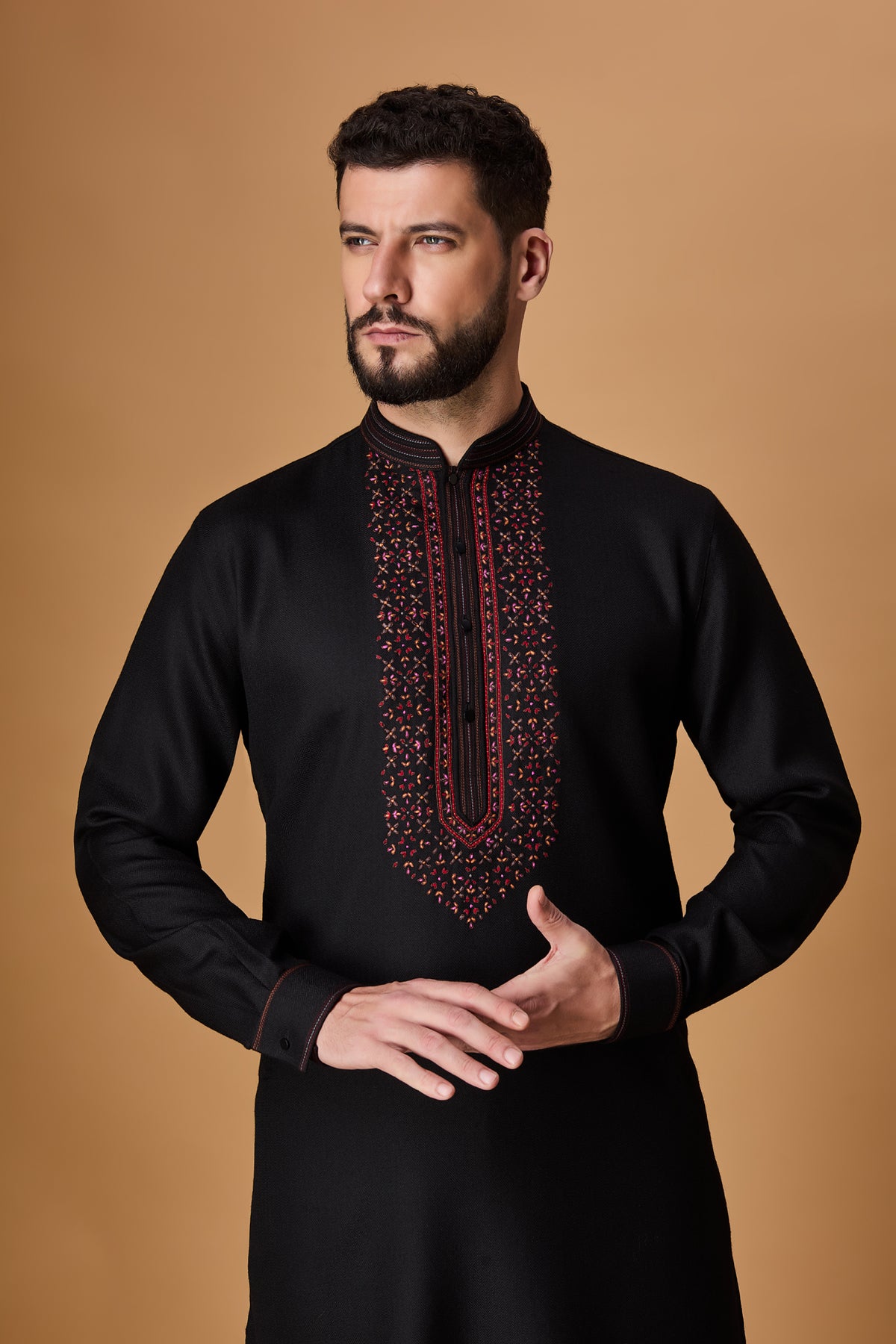 Black Pachmina Kurta Set
