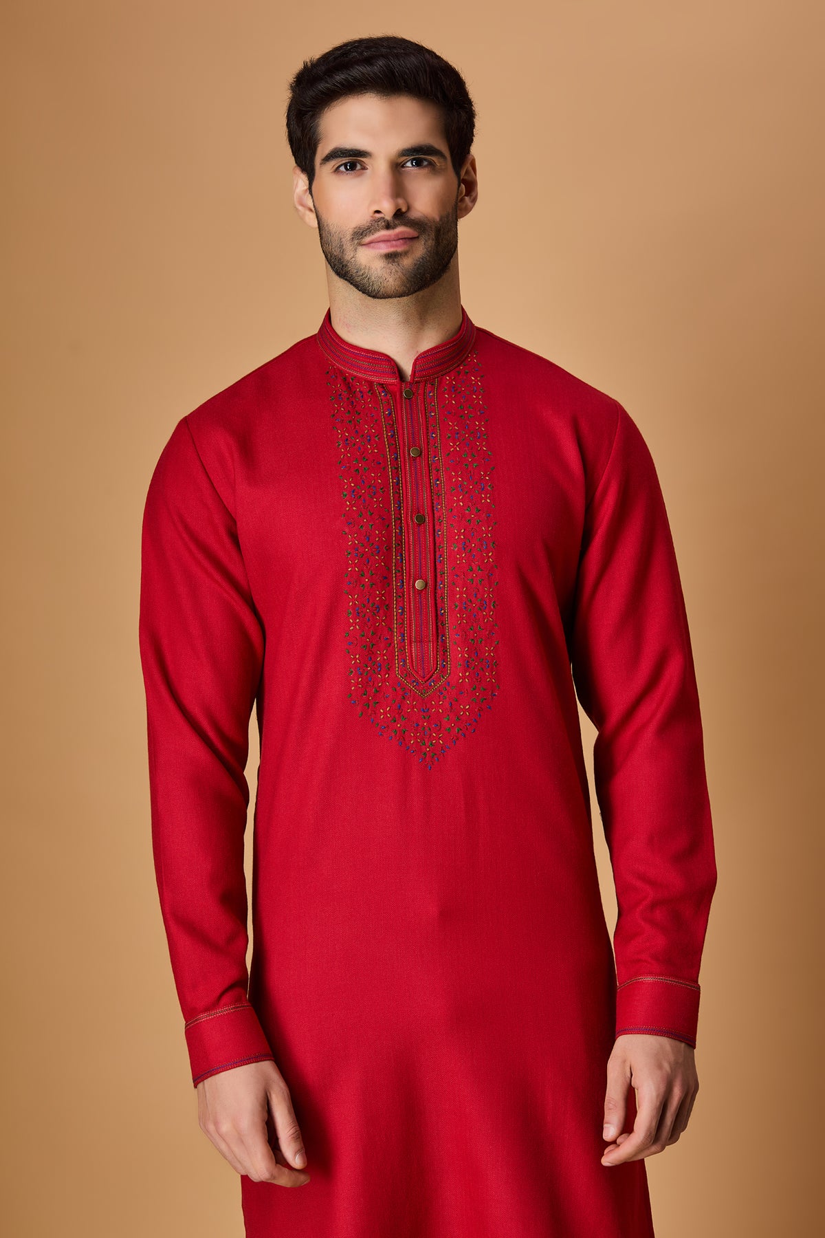 Red Pachmina Kurta Set