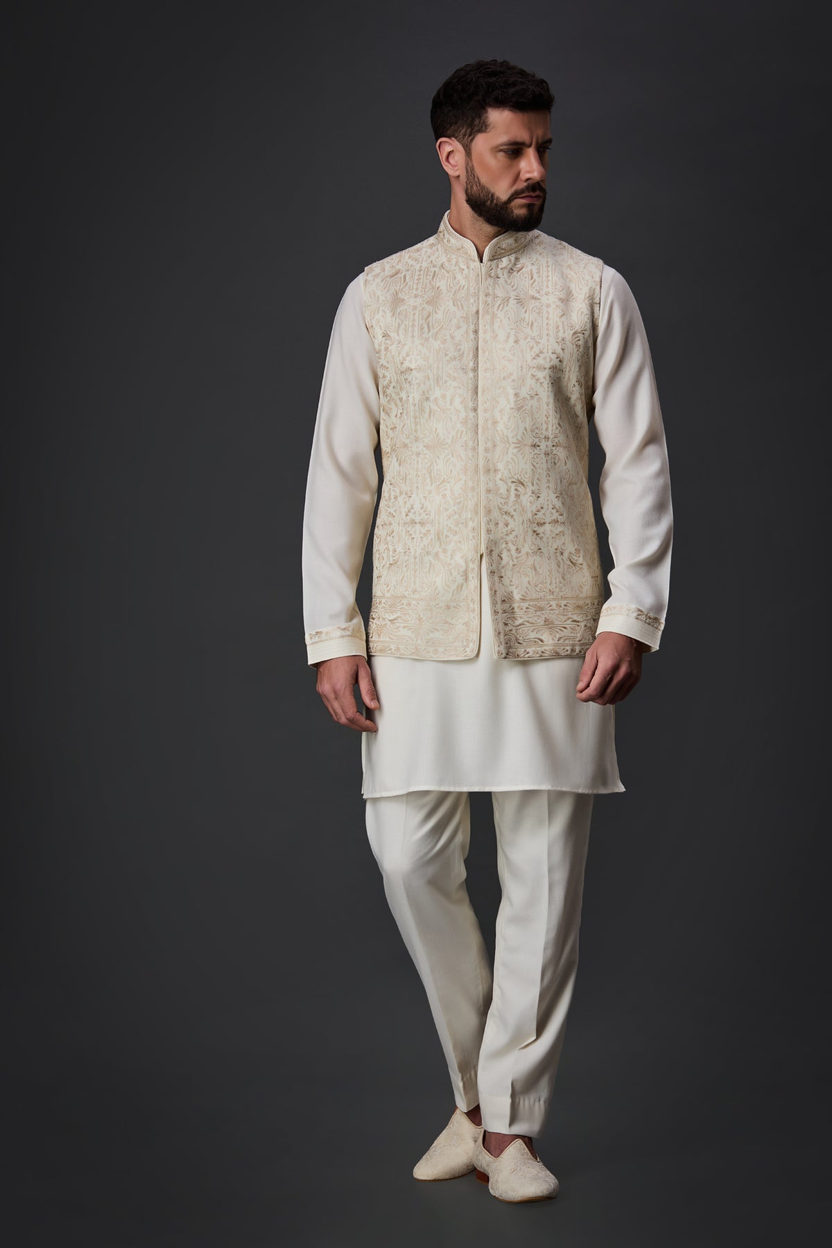 Cream Paschmina Bundi Set