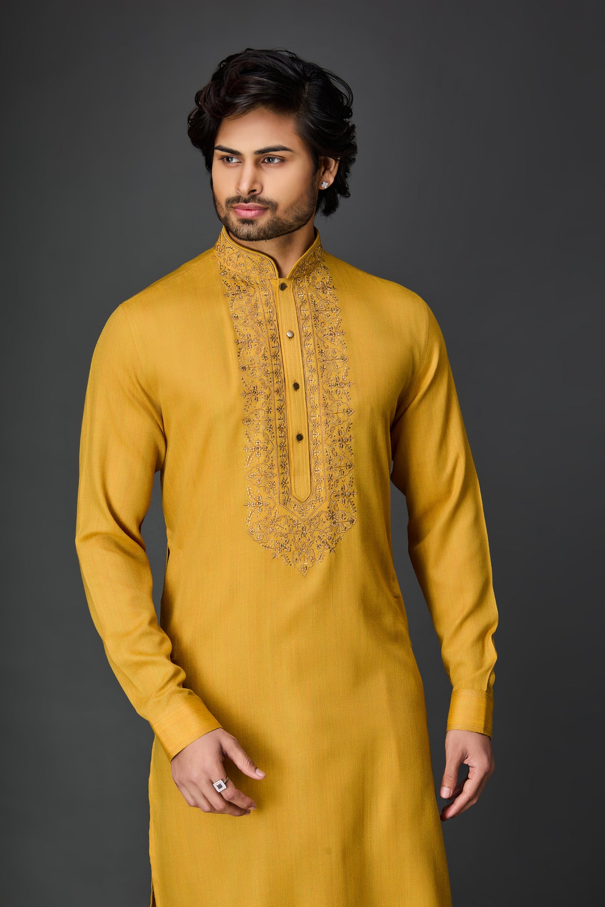 Mustard Yellow Paschmina Kurta Set
