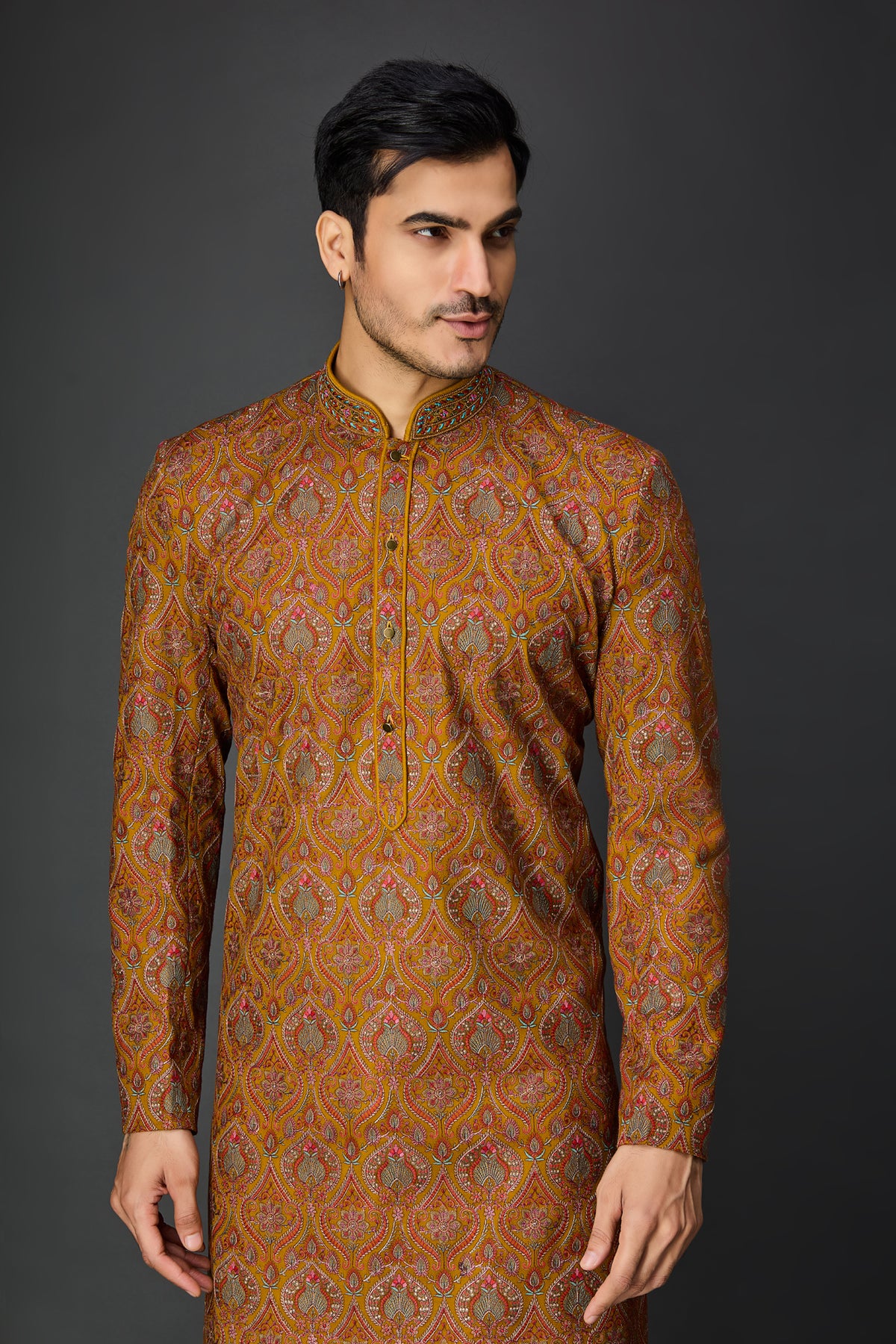 Yellow Mustard Kurta Paschmina Set
