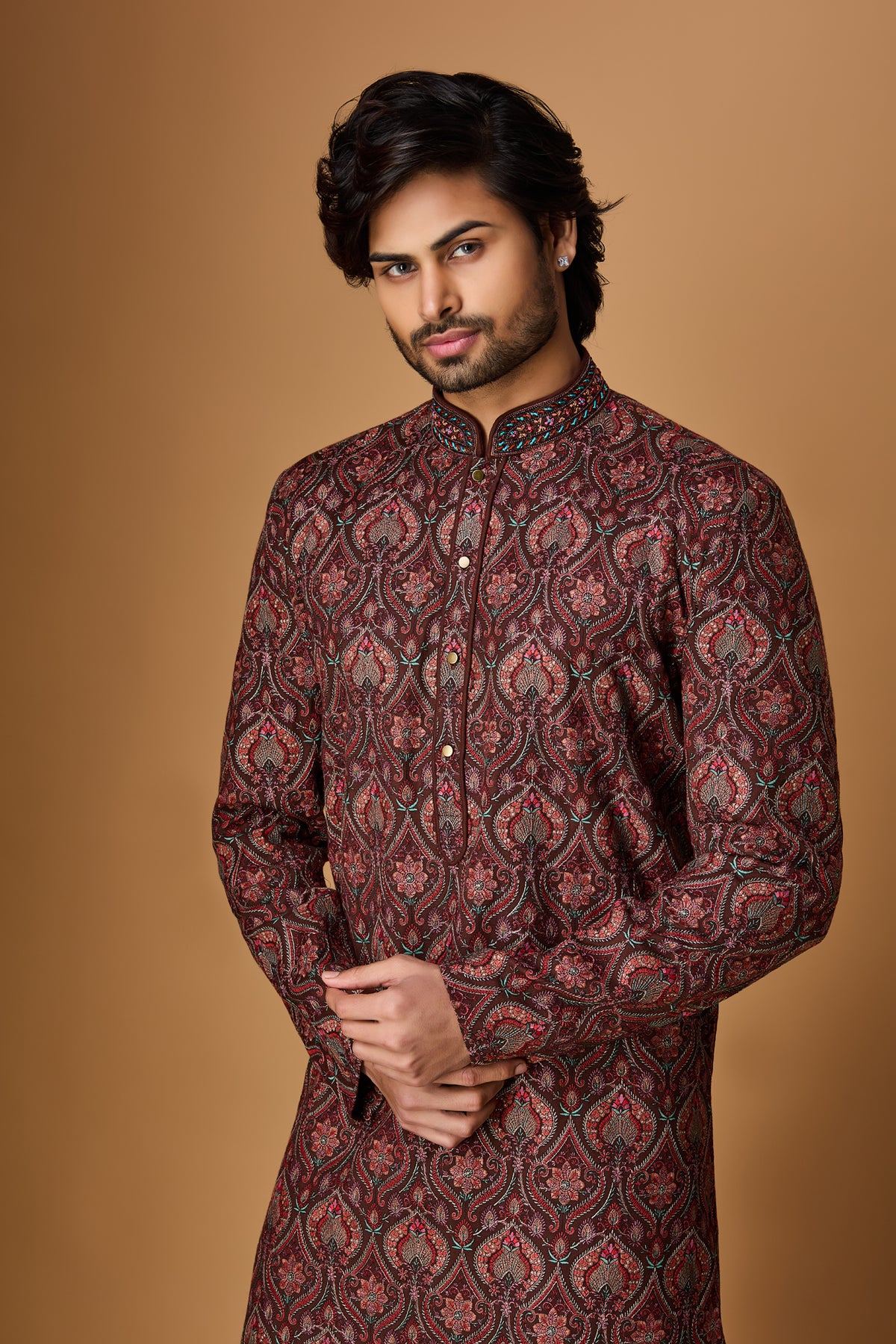 Brown Paschmina Kurta Set