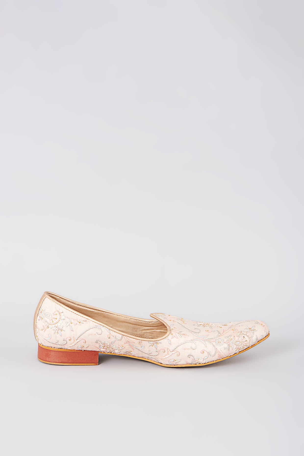 Peach Embroidered Mojdi Shoes
