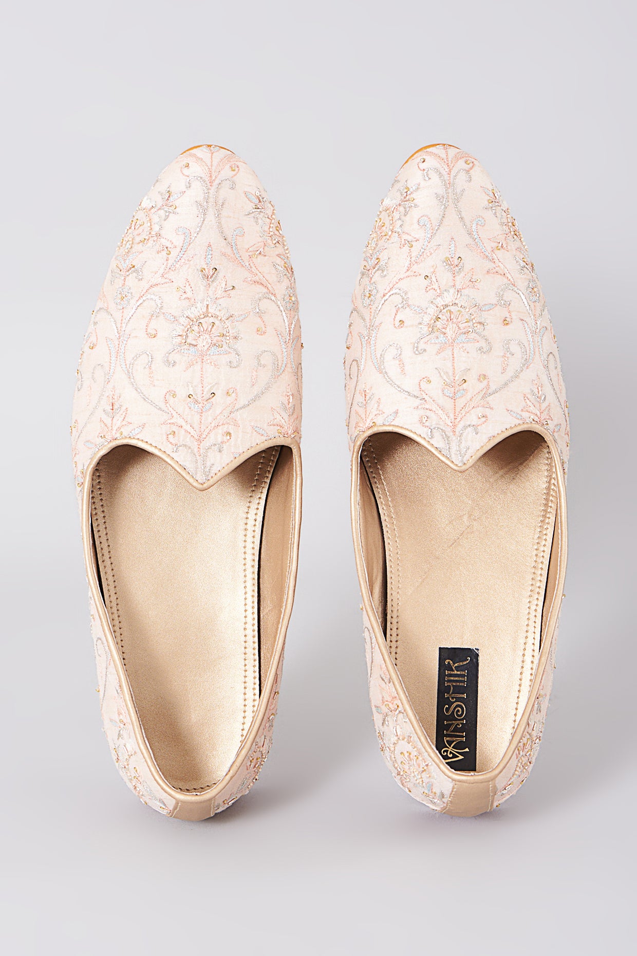 Peach Embroidered Mojdi Shoes