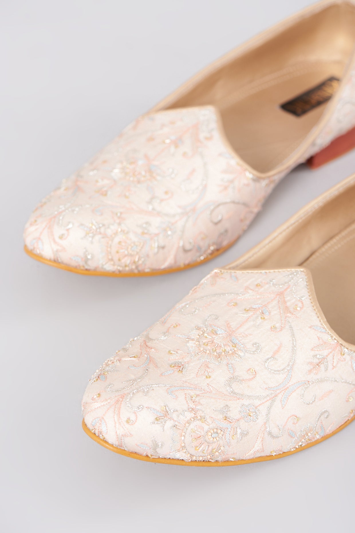 Peach Embroidered Mojdi Shoes