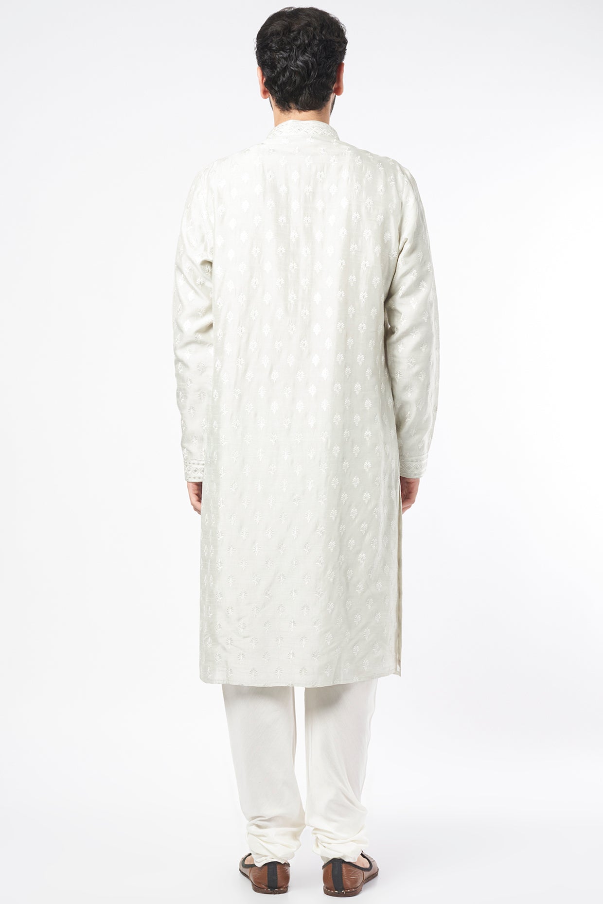 Silver Silk Kurta Set