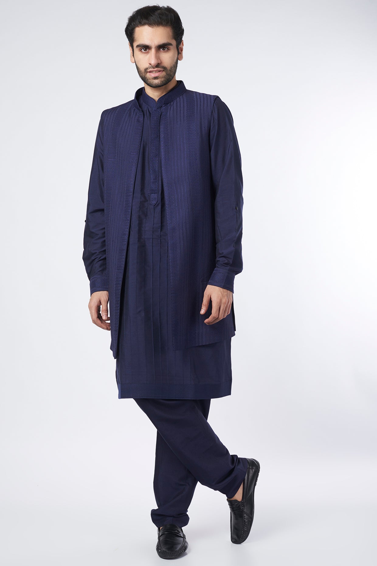 Cobalt Blue Silk Bundi Set