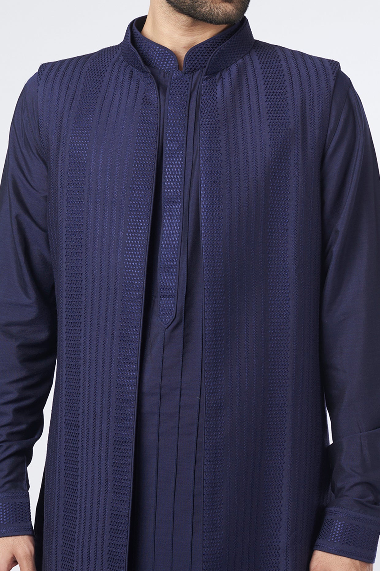 Cobalt Blue Silk Bundi Set
