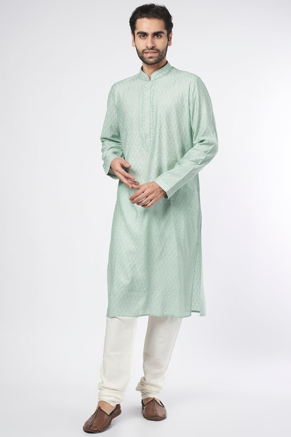 Mint Green Silk Kurta Set