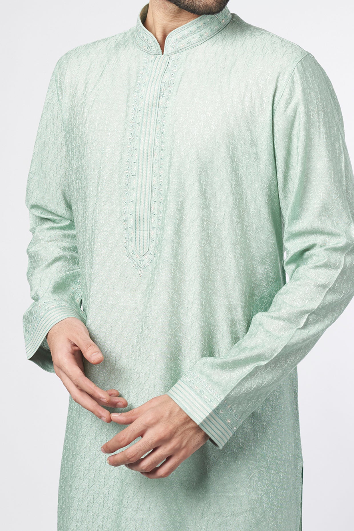Mint Green Silk Kurta Set