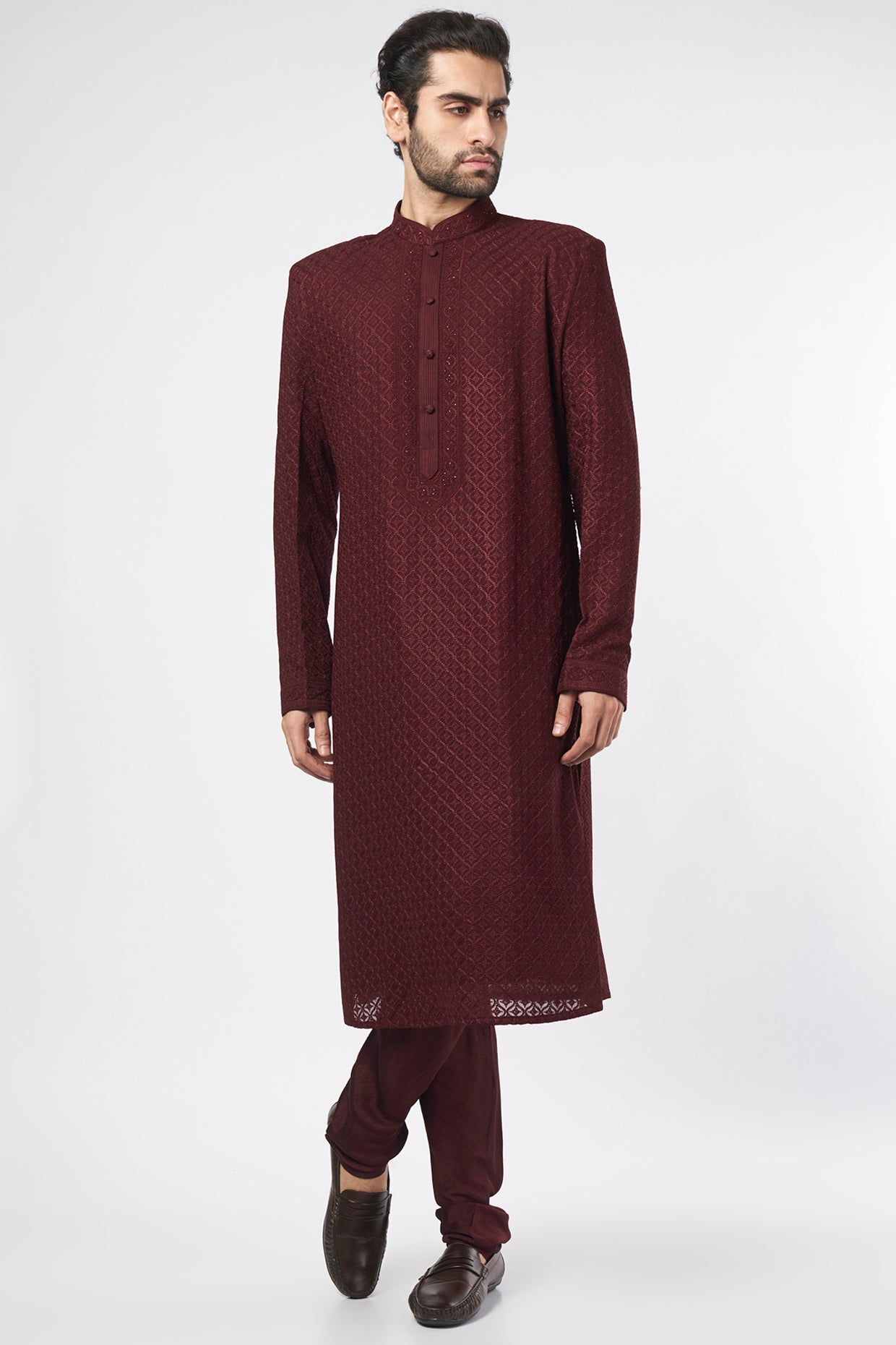 Wine Kurta Set