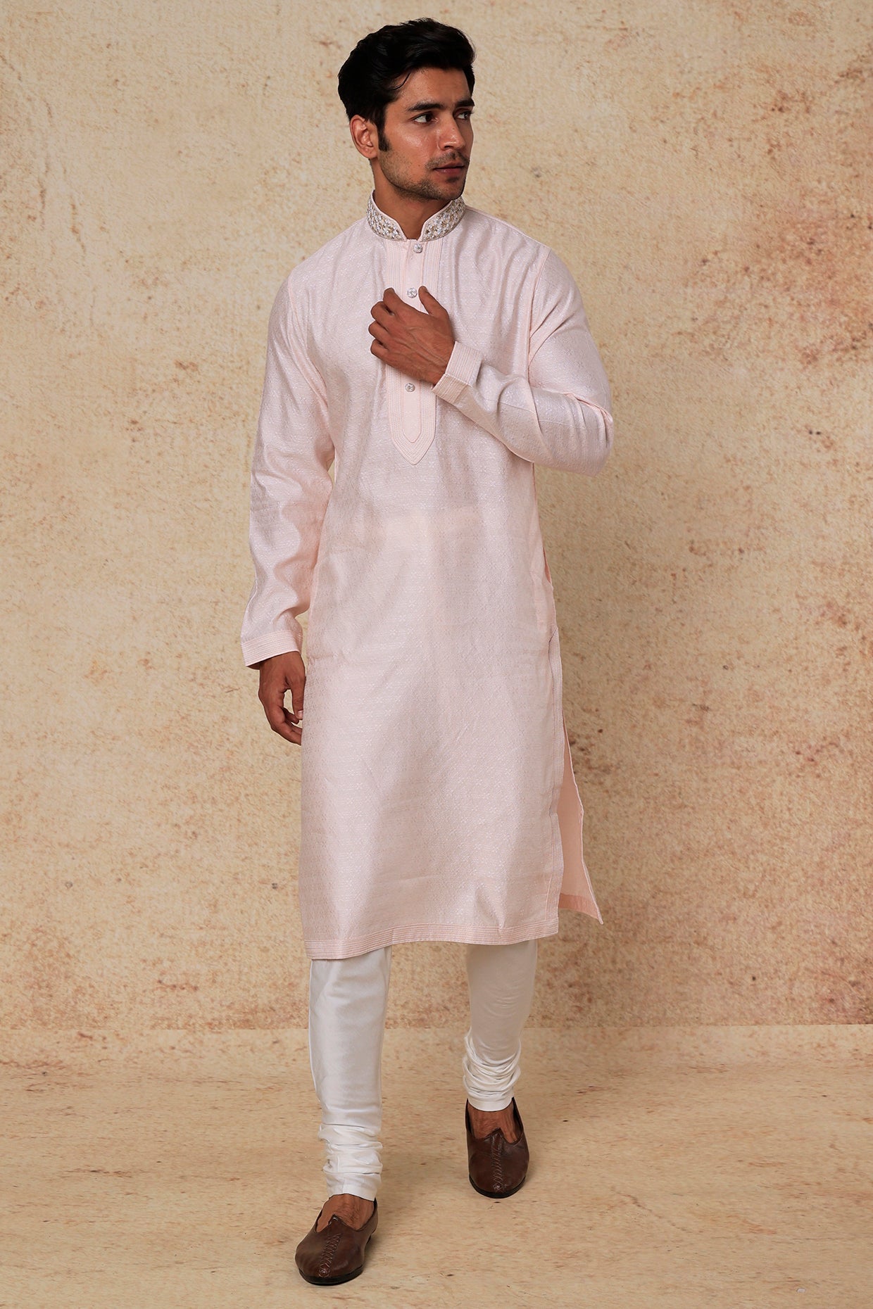 Blush Pink Hand Embroidered Kurta Set