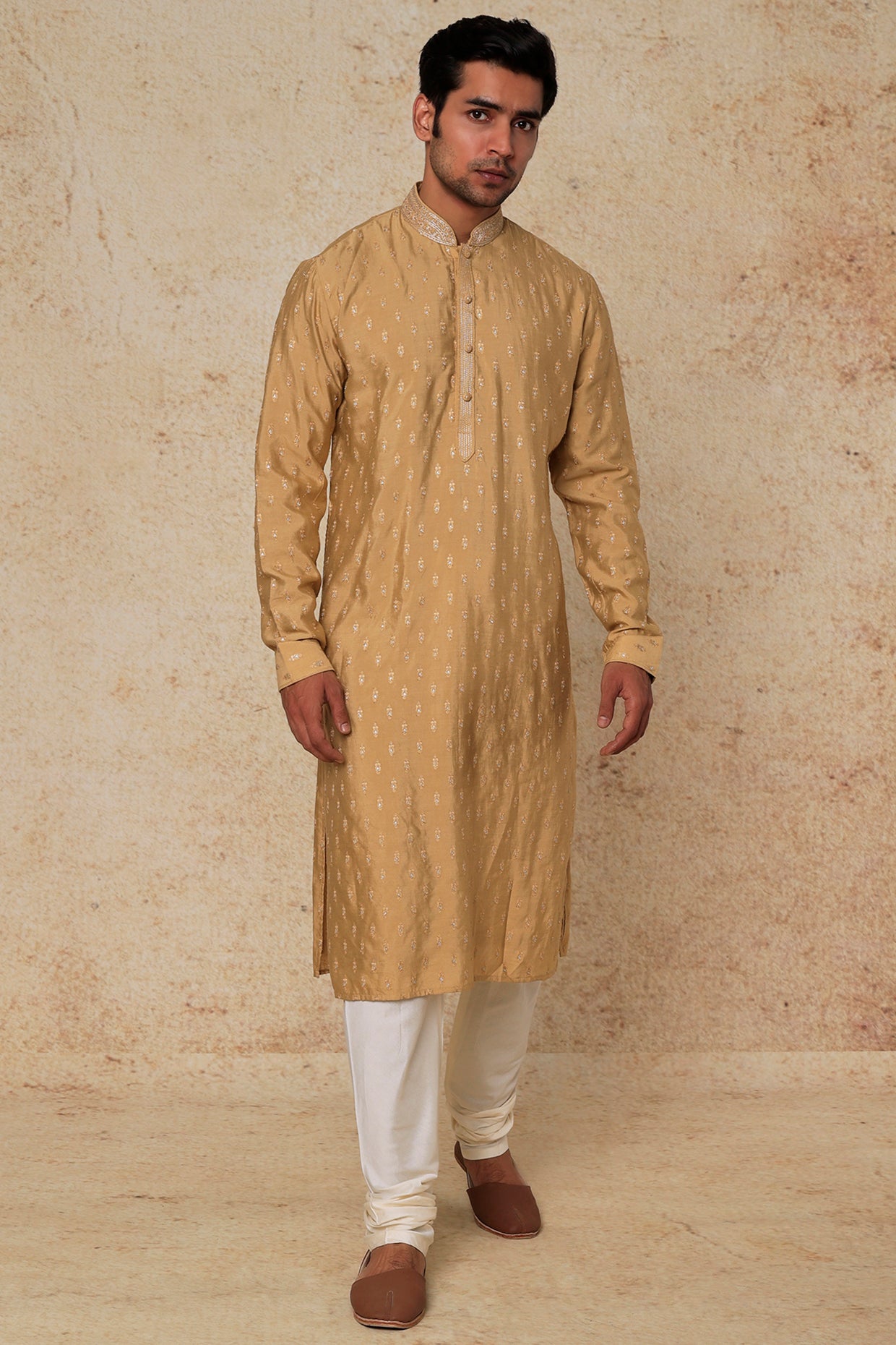 Gold Embroidered Kurta Set