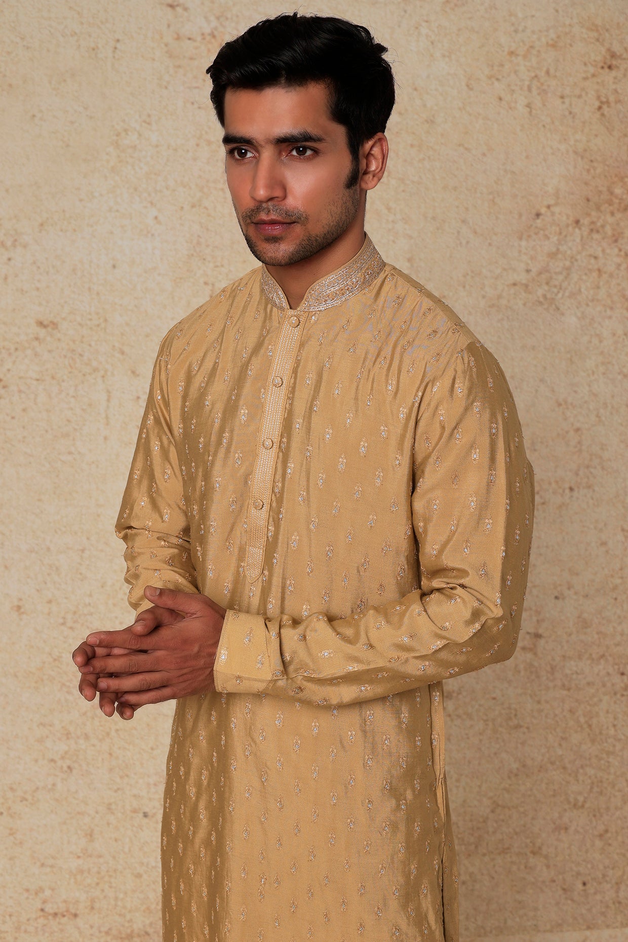 Gold Embroidered Kurta Set