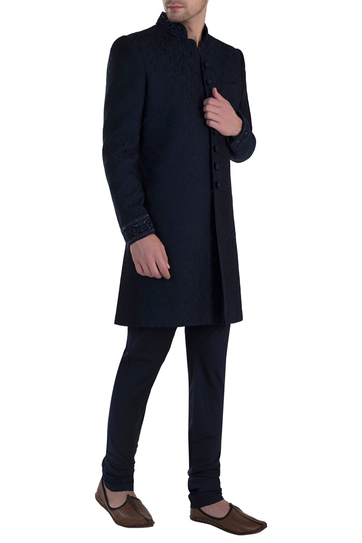 Blue Embroidered Sherwani Jacket