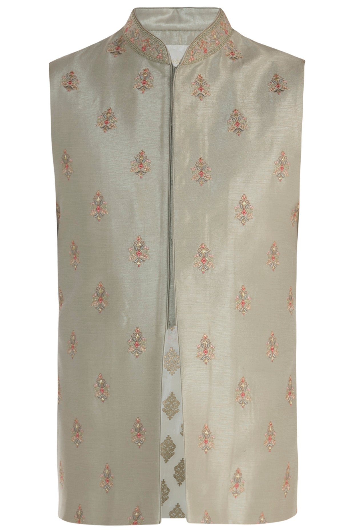 Mint Embroidered Waist Coat With Kurta And Pants