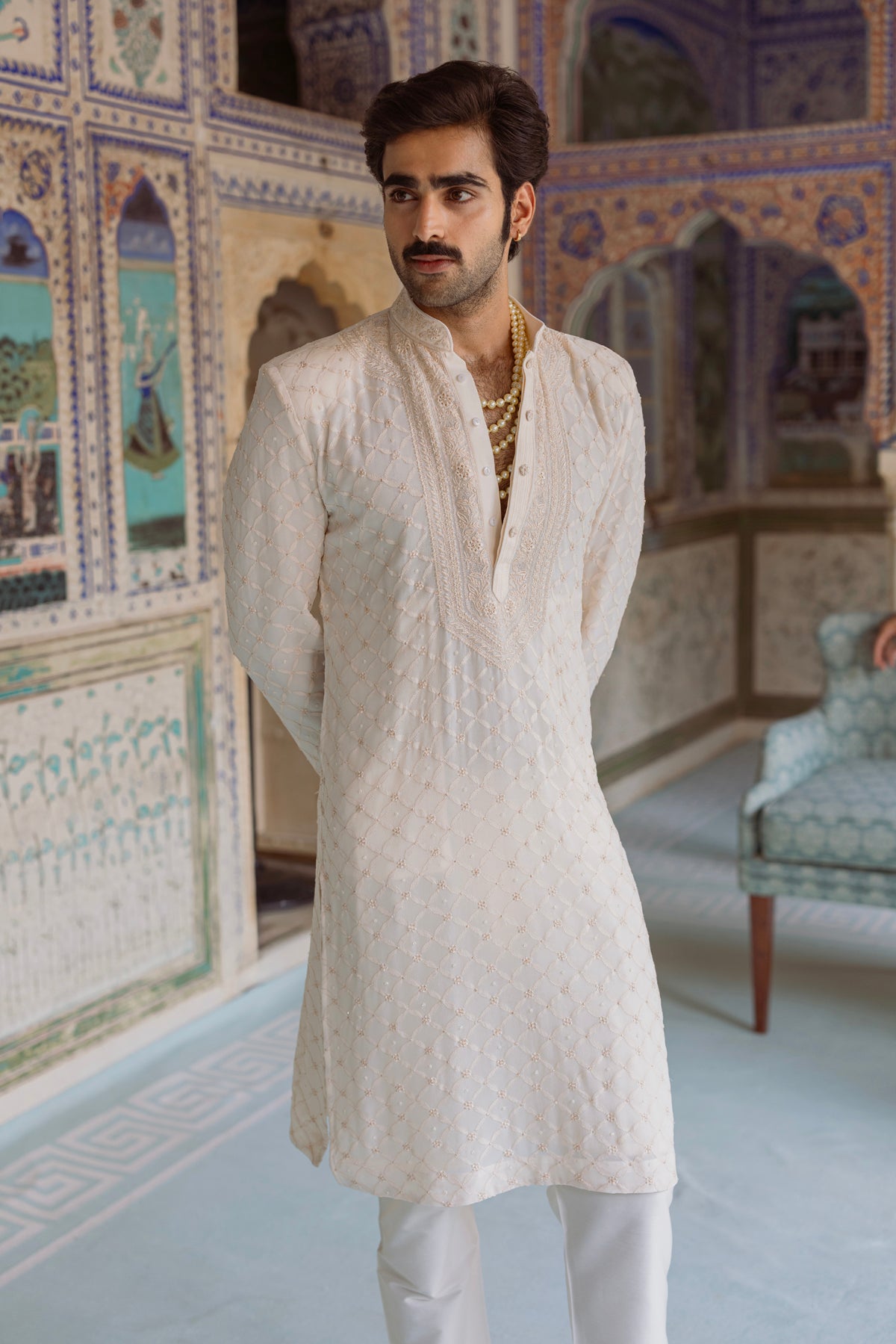 Pearl Cream Kurta Set.