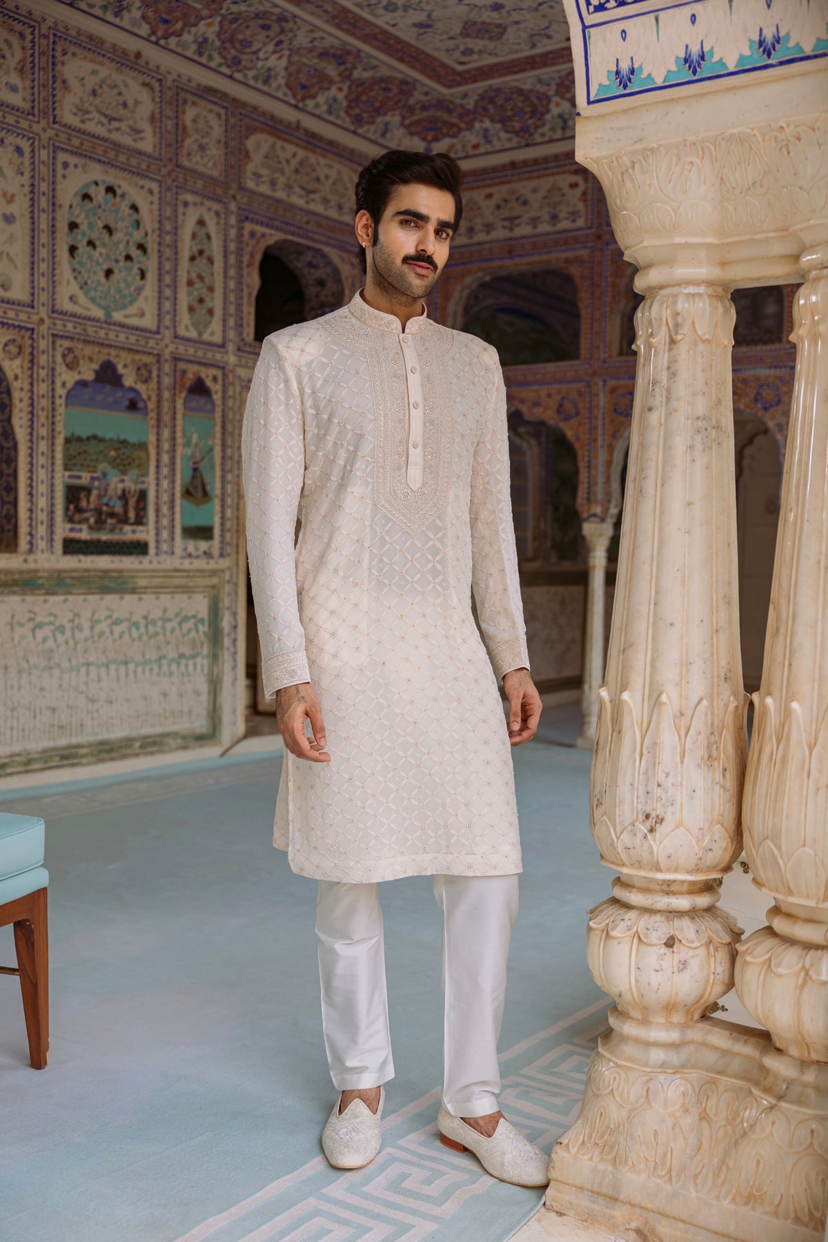 Pearl Cream Kurta Set.
