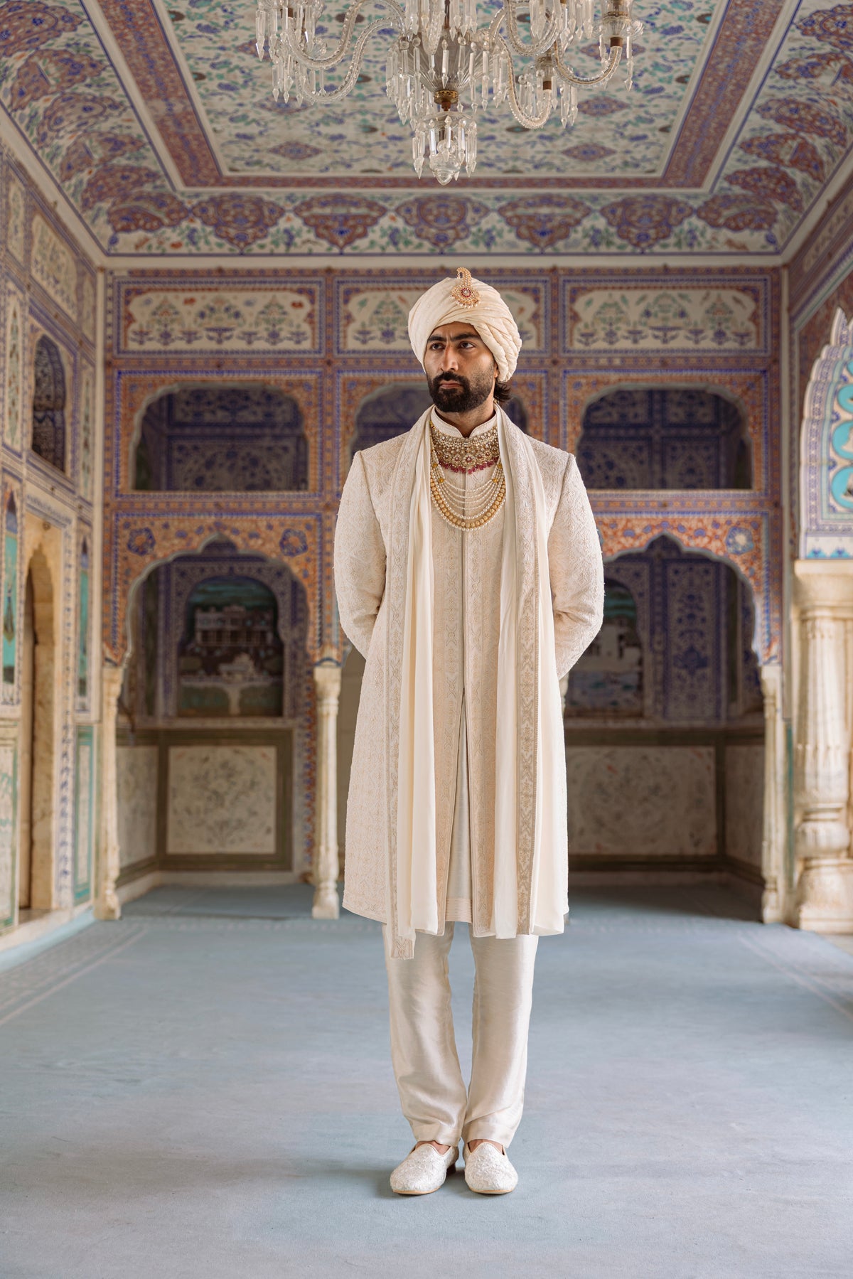 Pearl Cream Sherwani Set