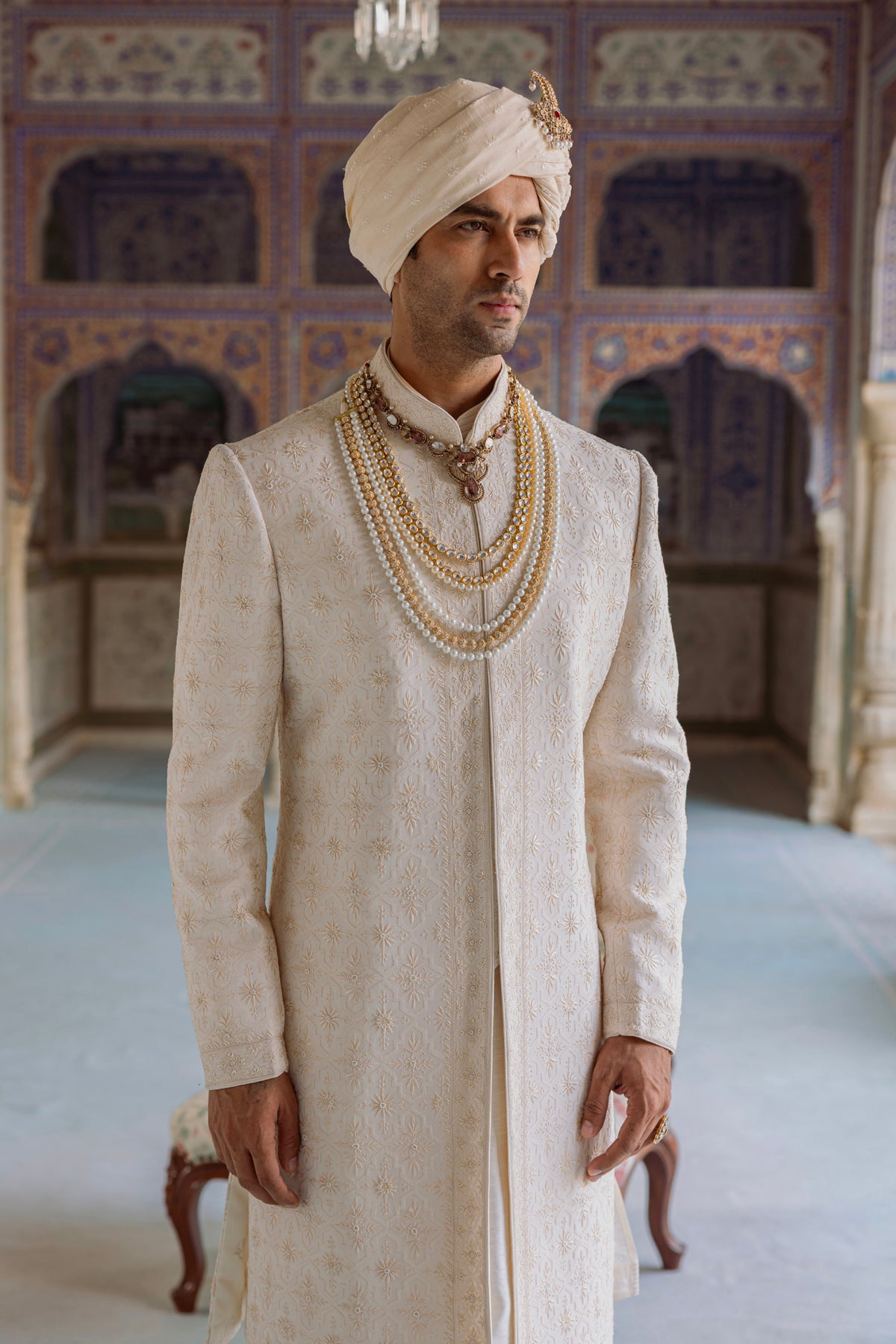 Cream Sherwani Set