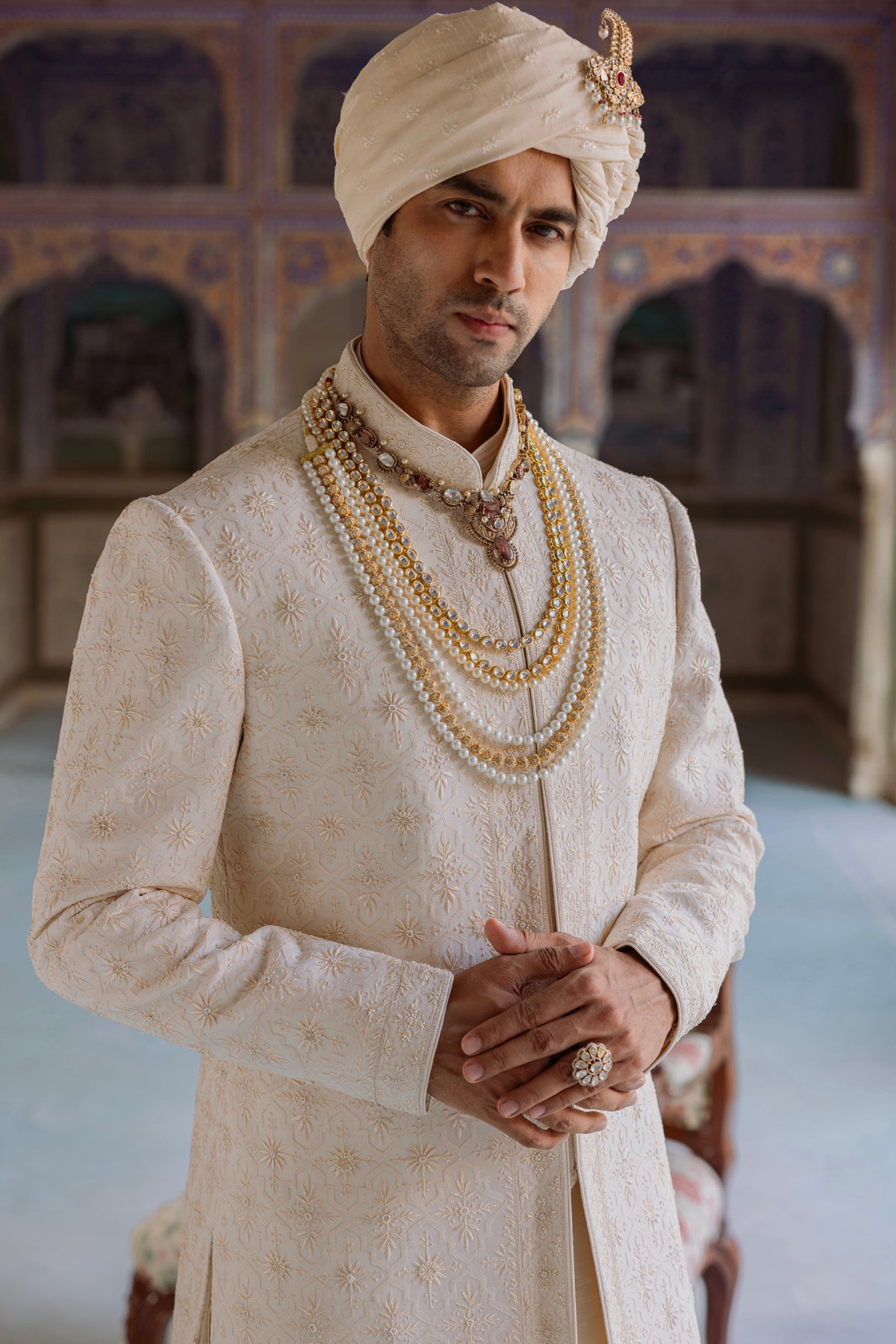 Cream Sherwani Set