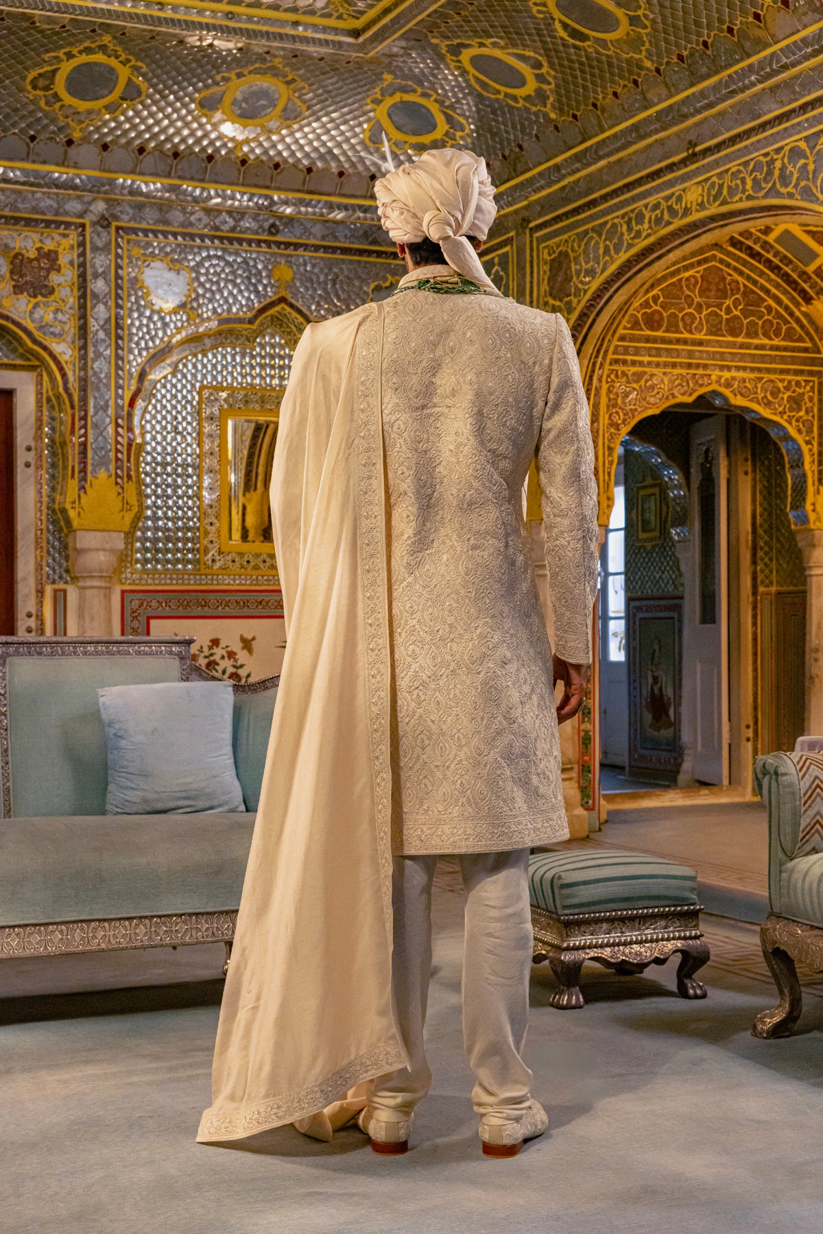Pearl Ivory Sherwani Set...
