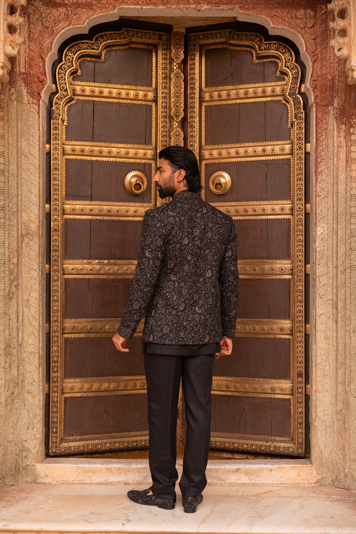 Black/Grey Indowestern Jacket Set