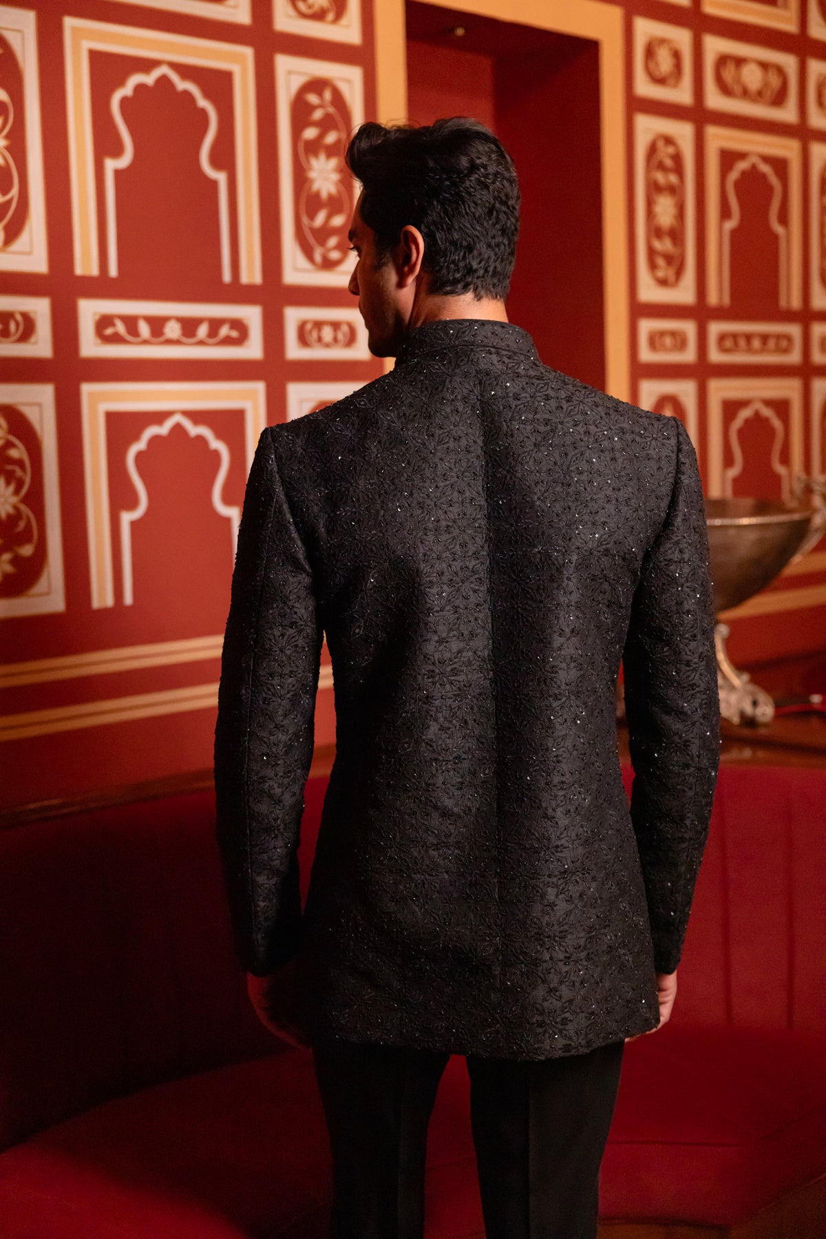 Black Indowestern Jacket Set