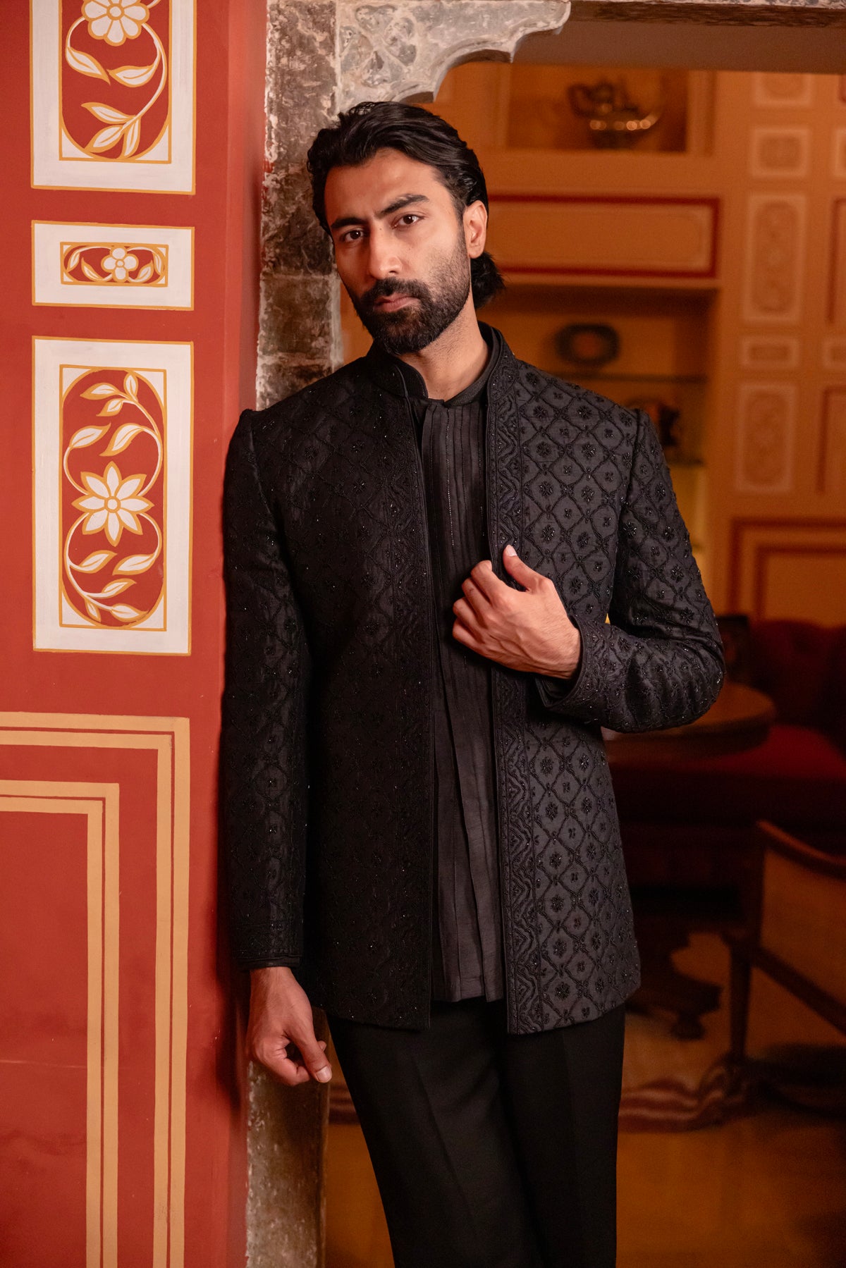 Black Indowestern Jacket Set....