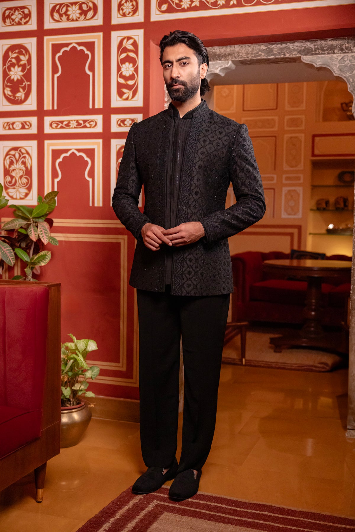 Black Indowestern Jacket Set....
